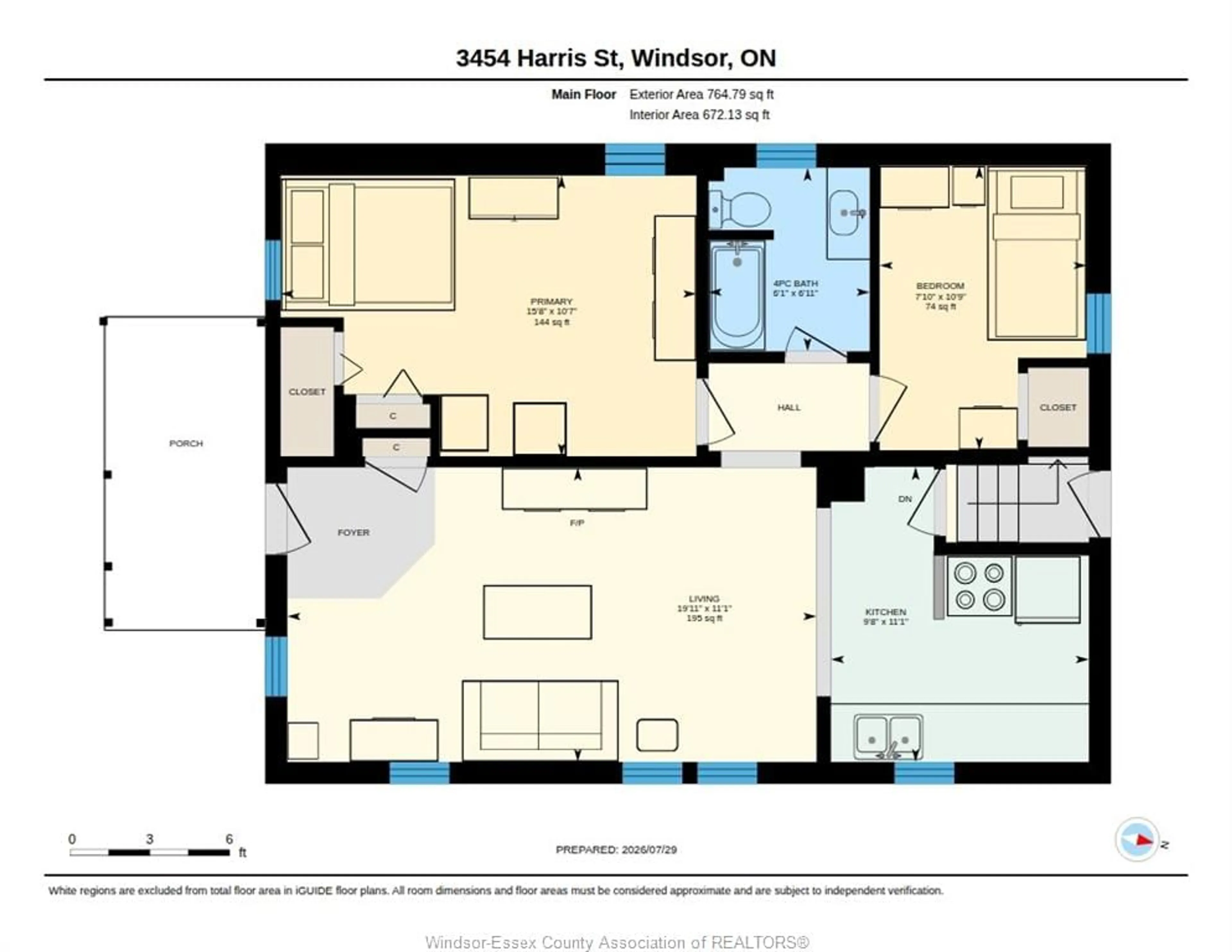 Floor plan for 3454 HARRIS St, Windsor Ontario N9C 1N5