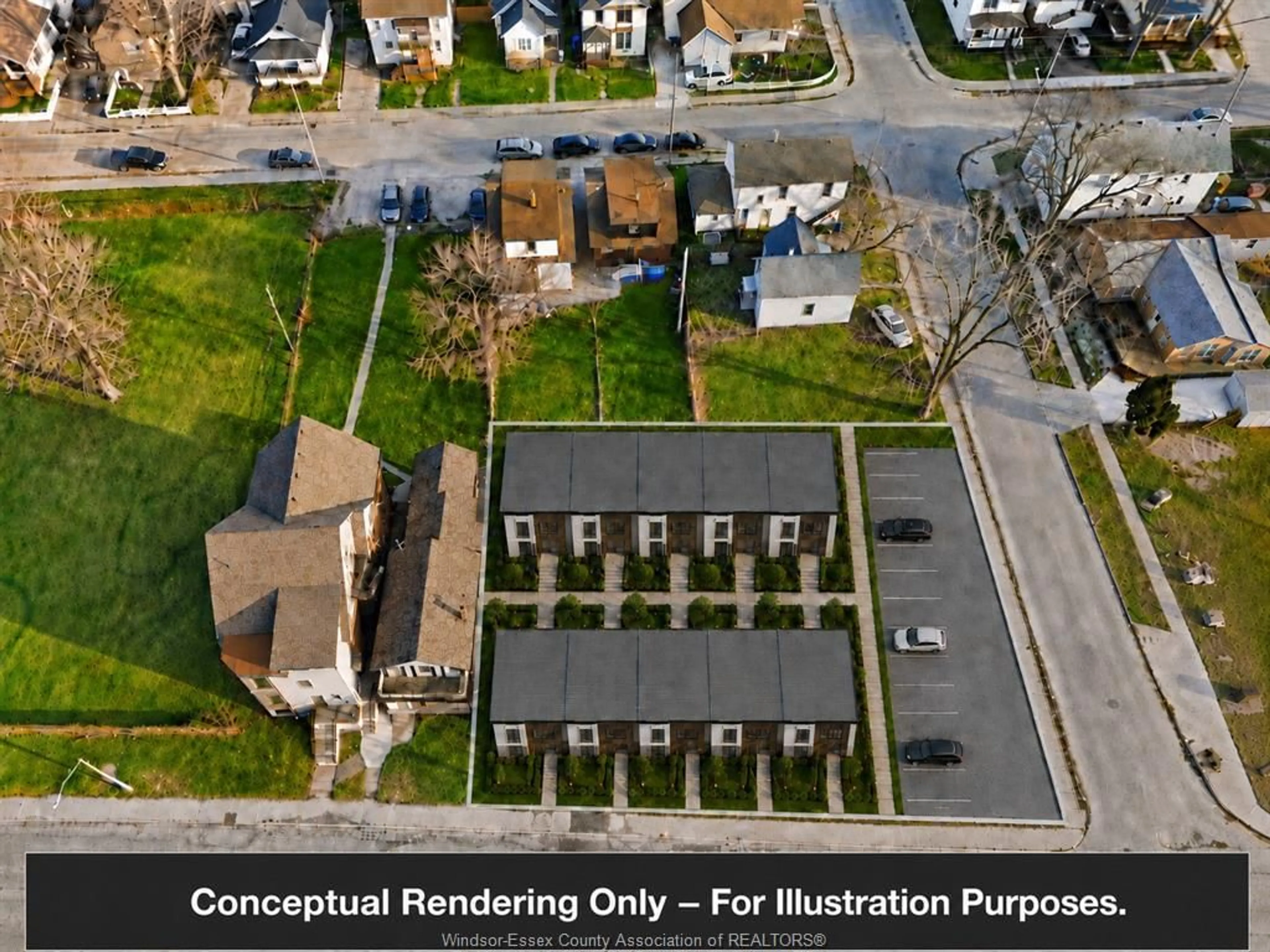 A pic from outside/outdoor area/front of a property/back of a property/a pic from drone, street for 819-829 RIVERSIDE AVE, Windsor Ontario N9A 2T4