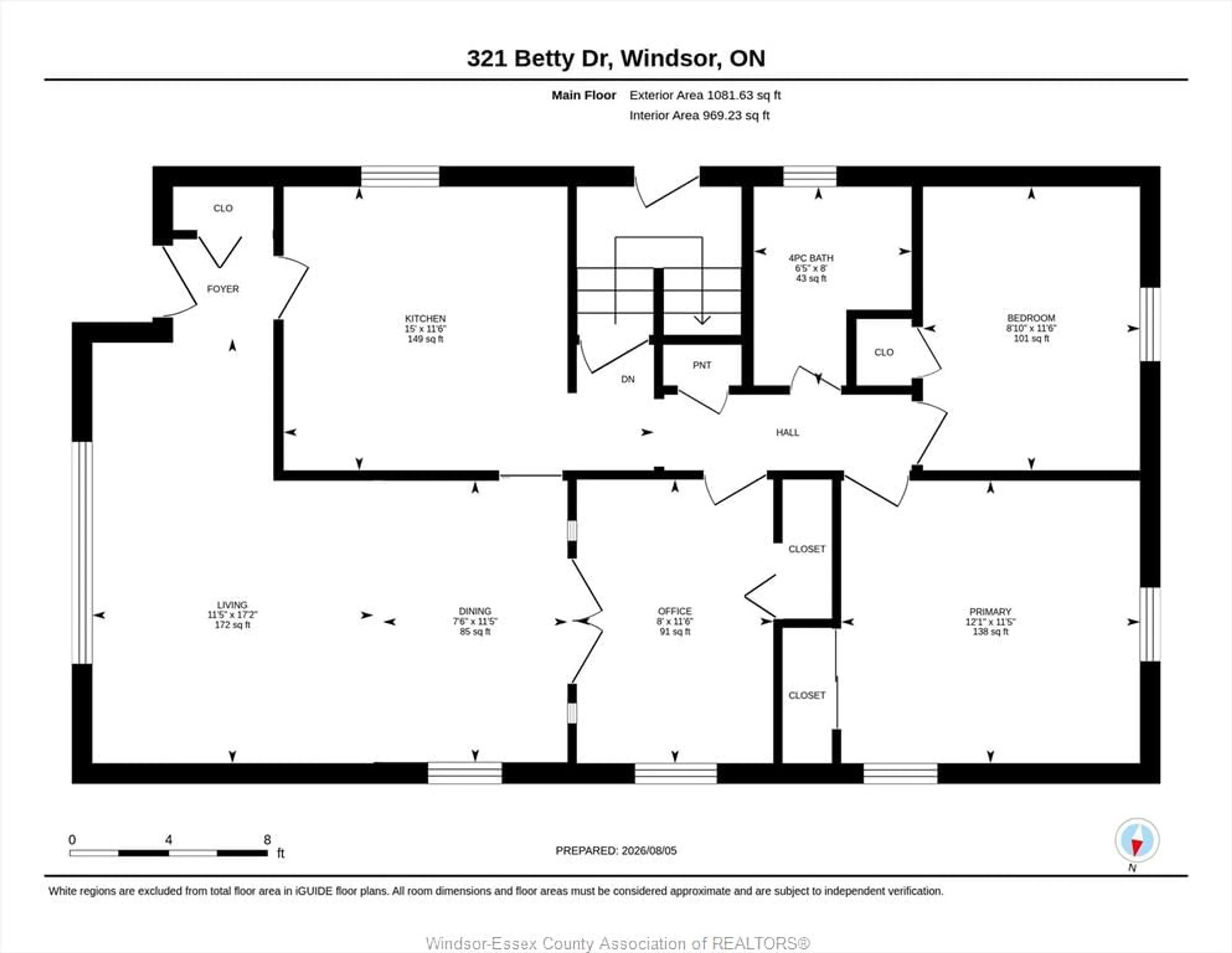Floor plan for 321 Betty Dr, Windsor Ontario N8S 3W9
