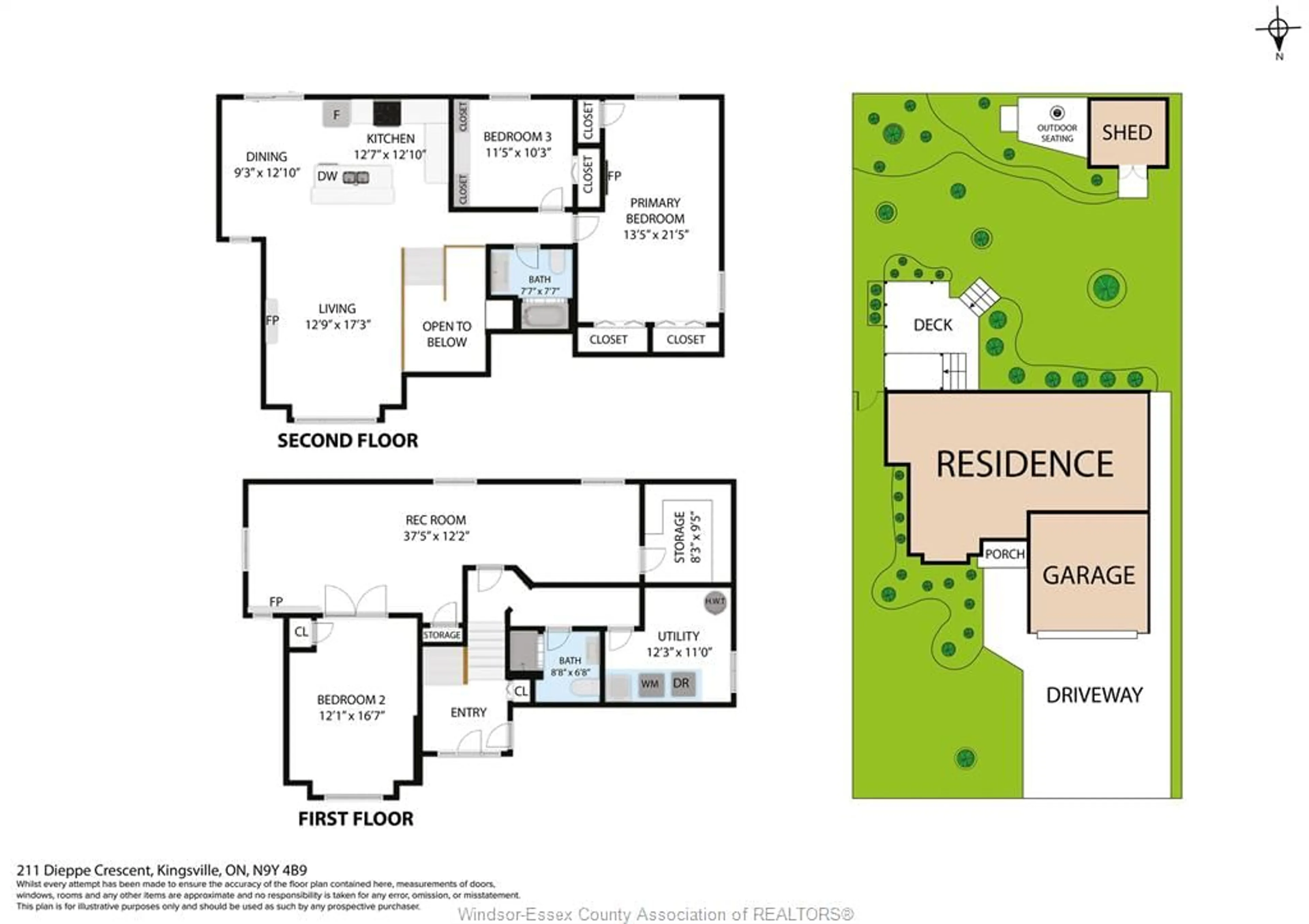 Floor plan for 211 Dieppe Cres, Kingsville Ontario N9Y 4B9