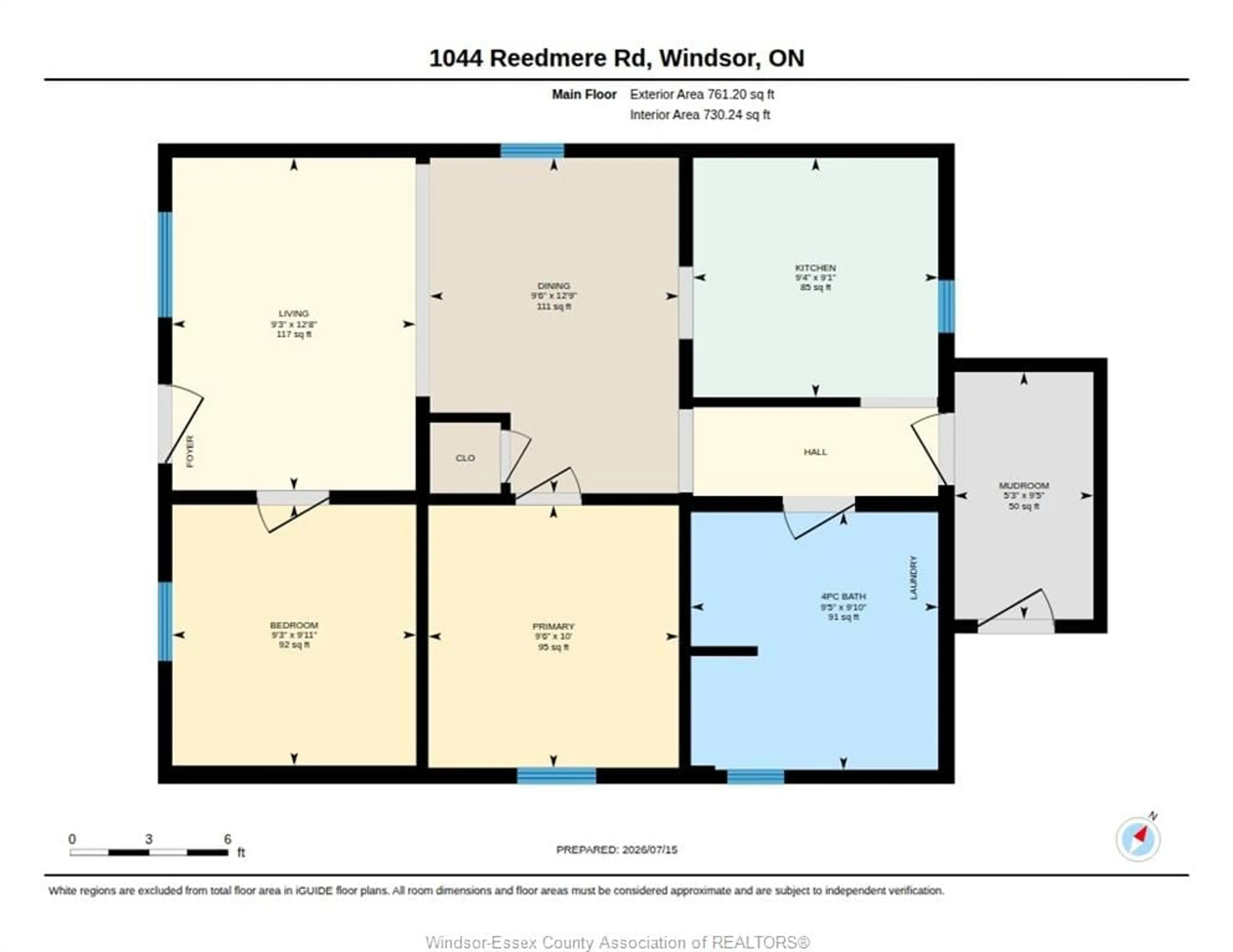Floor plan for 1044 Reedmere Rd, Windsor Ontario N8S 2M1