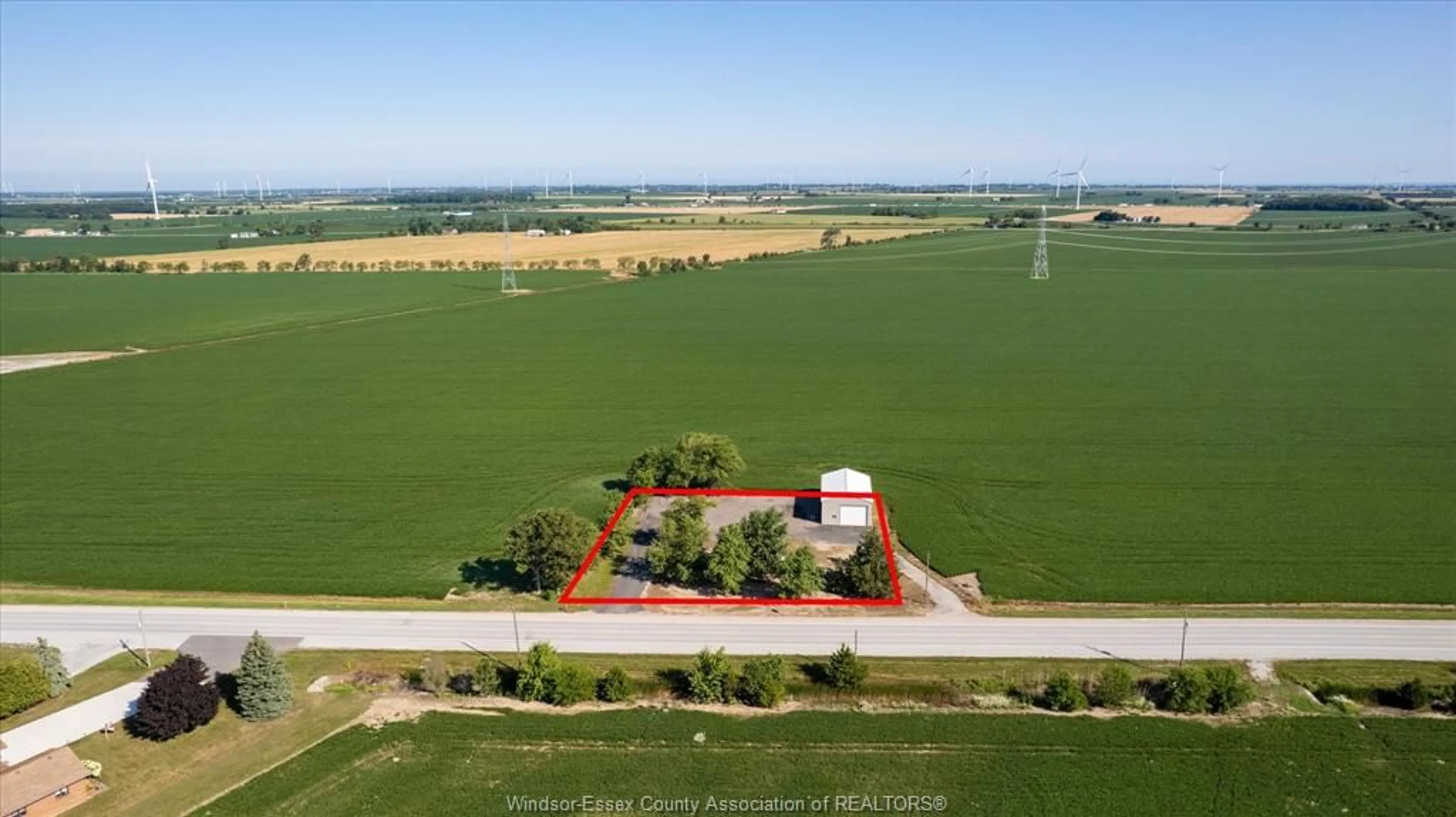 A pic from outside/outdoor area/front of a property/back of a property/a pic from drone, water/lake/river/ocean view for 3500 County Rd 46, Lakeshore Ontario N0P 1J0