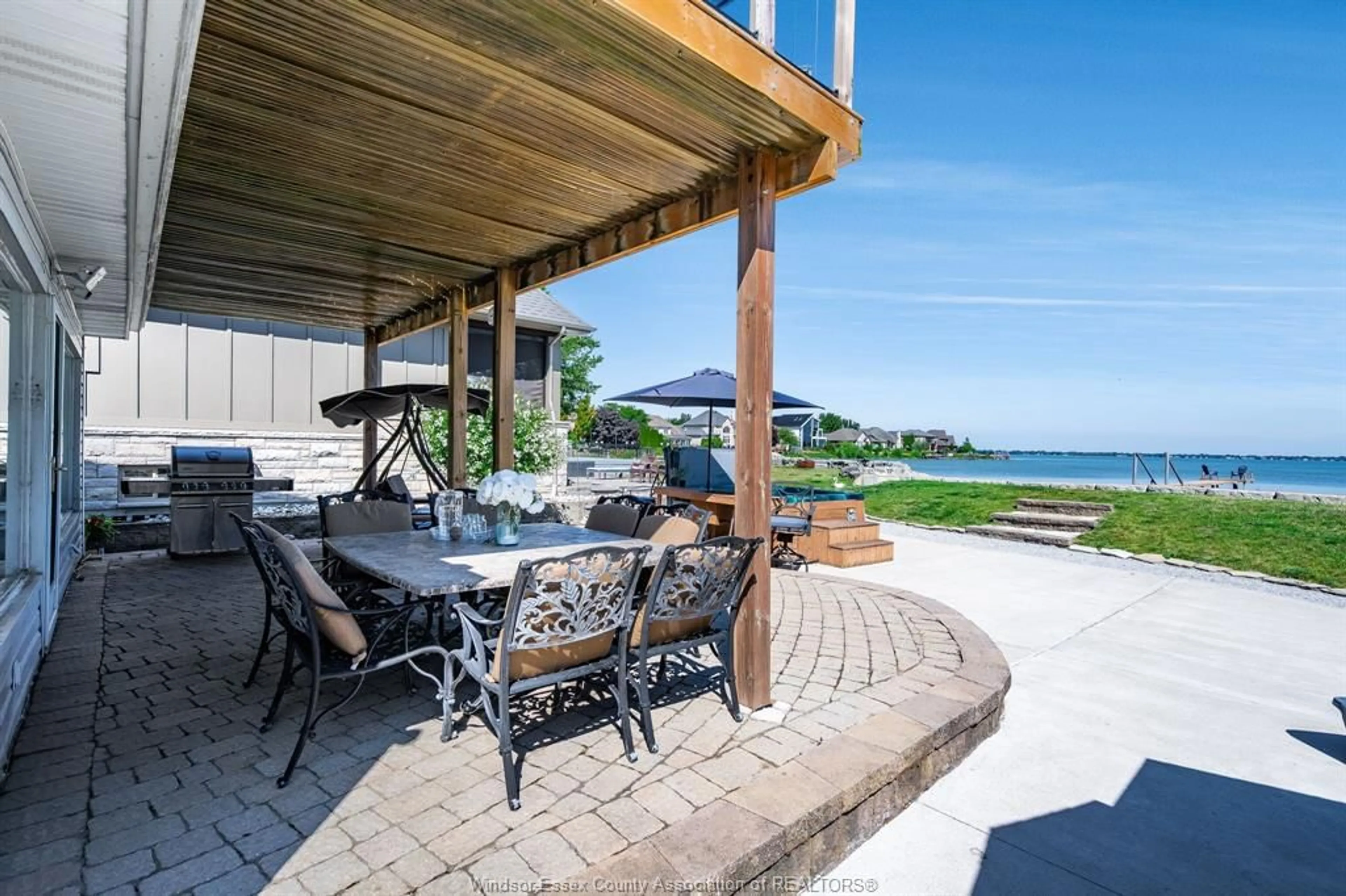 Patio, water/lake/river/ocean view for 12086 RIVERSIDE Dr, Tecumseh Ontario N8P 1A9