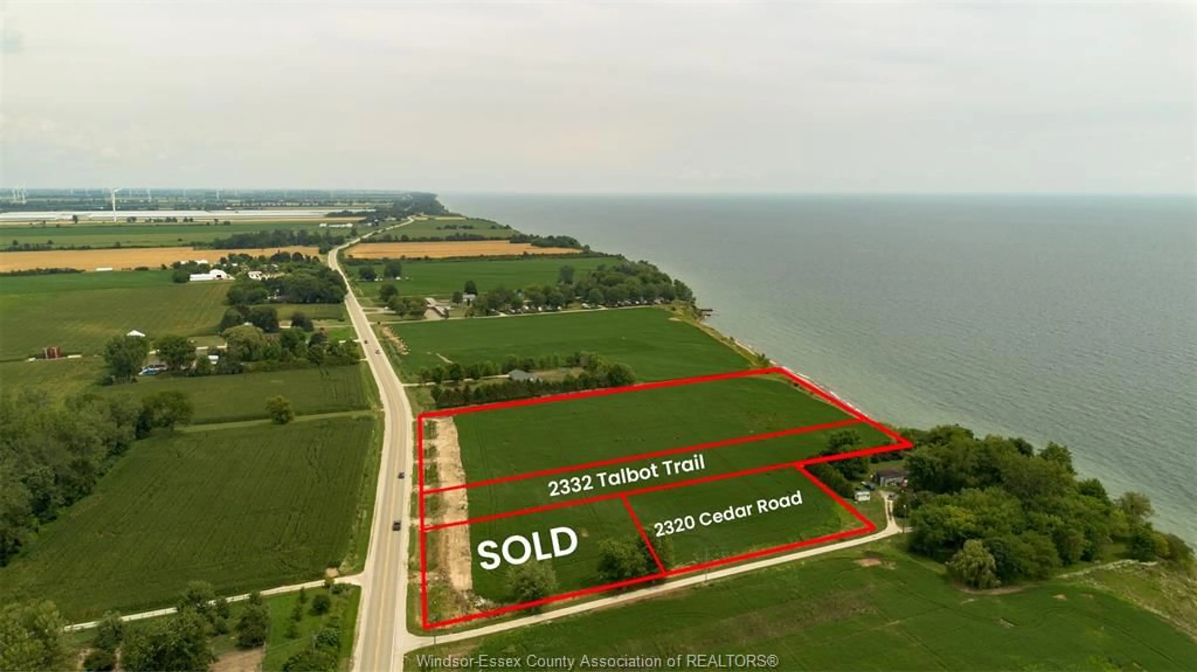 A pic from outside/outdoor area/front of a property/back of a property/a pic from drone, water/lake/river/ocean view for 2320 Cedar Rd, Wheatley Ontario N0P 2P0