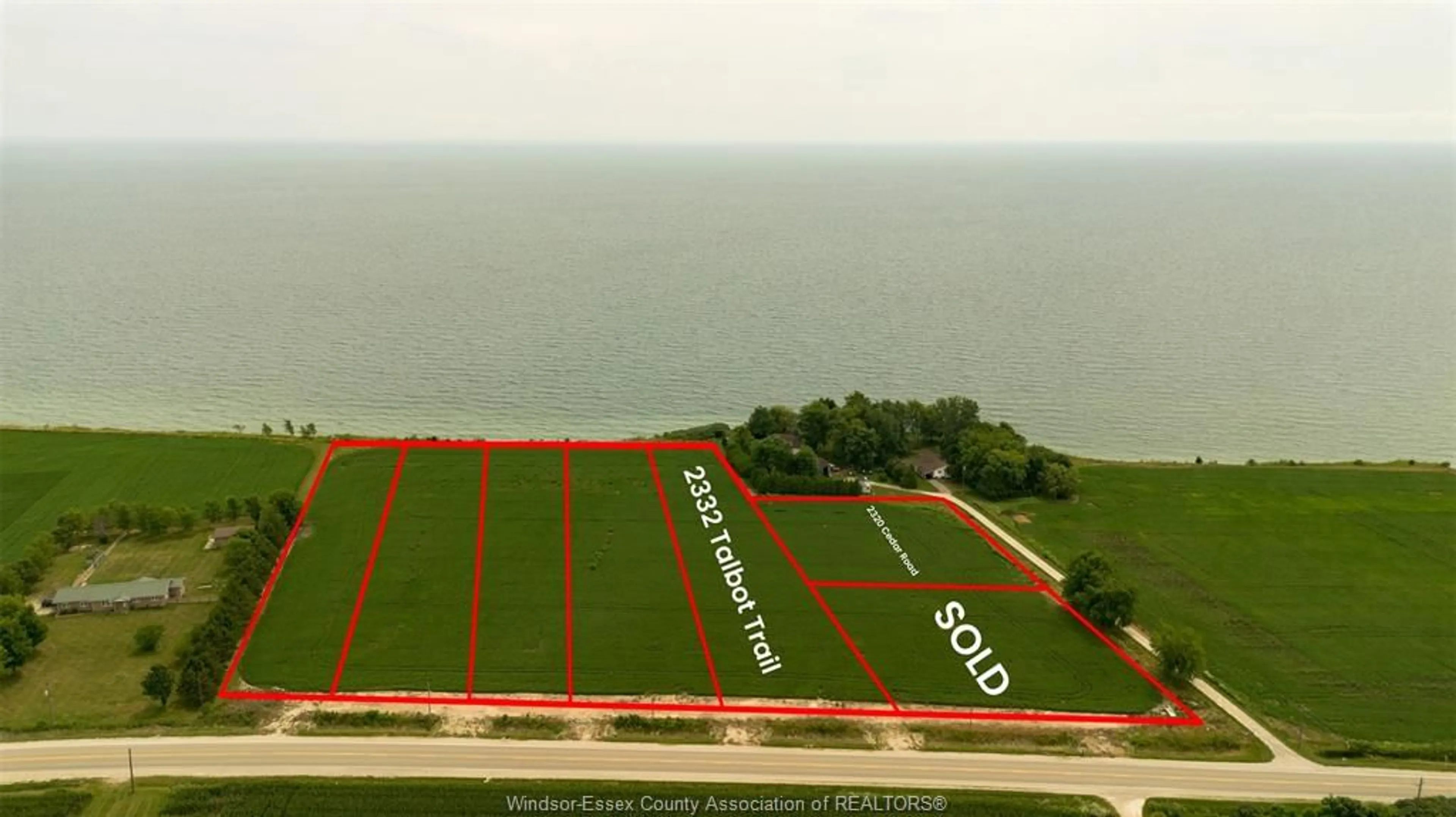 A pic from outside/outdoor area/front of a property/back of a property/a pic from drone, water/lake/river/ocean view for 2320 Cedar Rd, Wheatley Ontario N0P 2P0