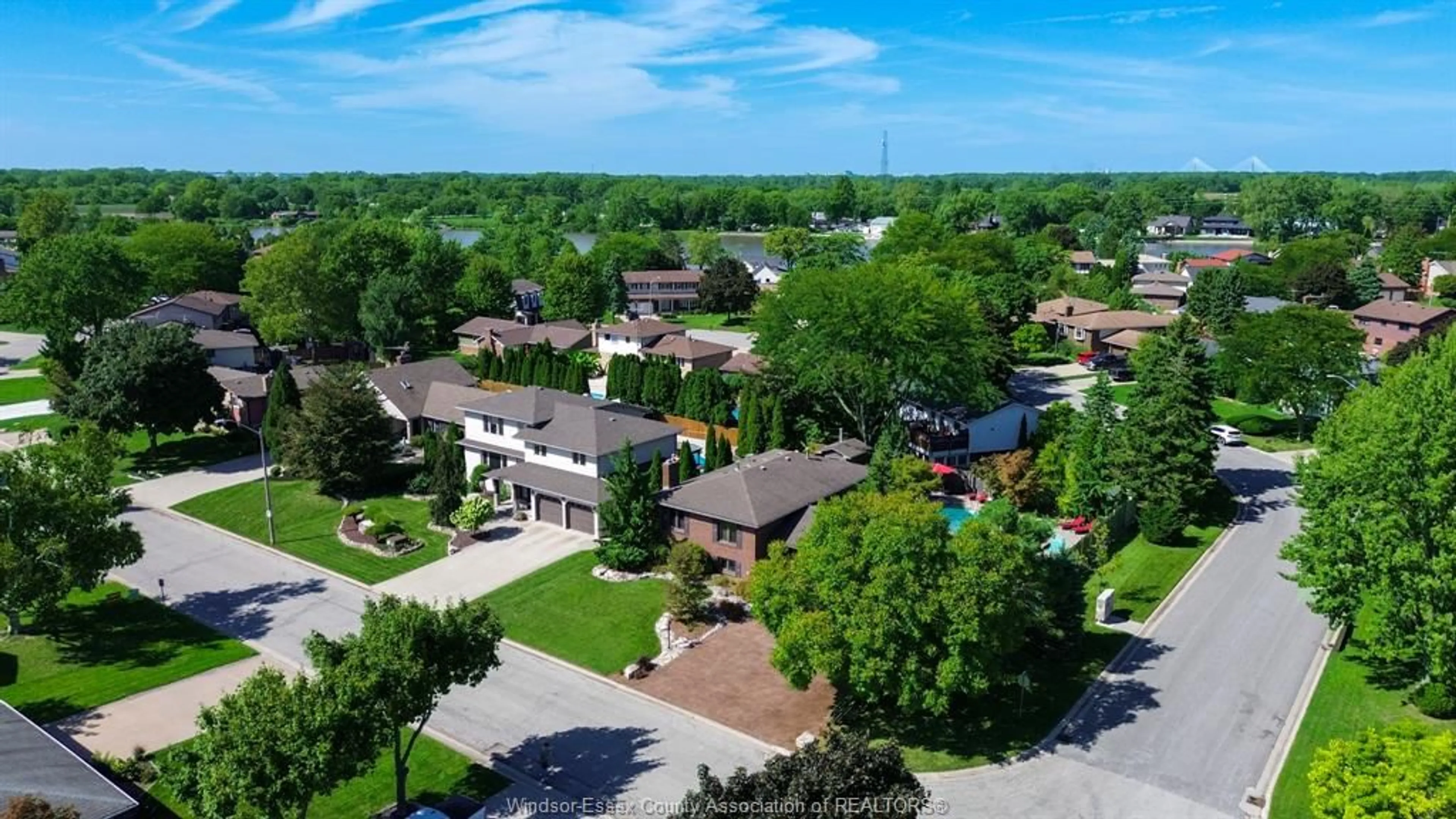 A pic from outside/outdoor area/front of a property/back of a property/a pic from drone, street for 284 BENETEAU, River Canard Ontario N9V 3R3