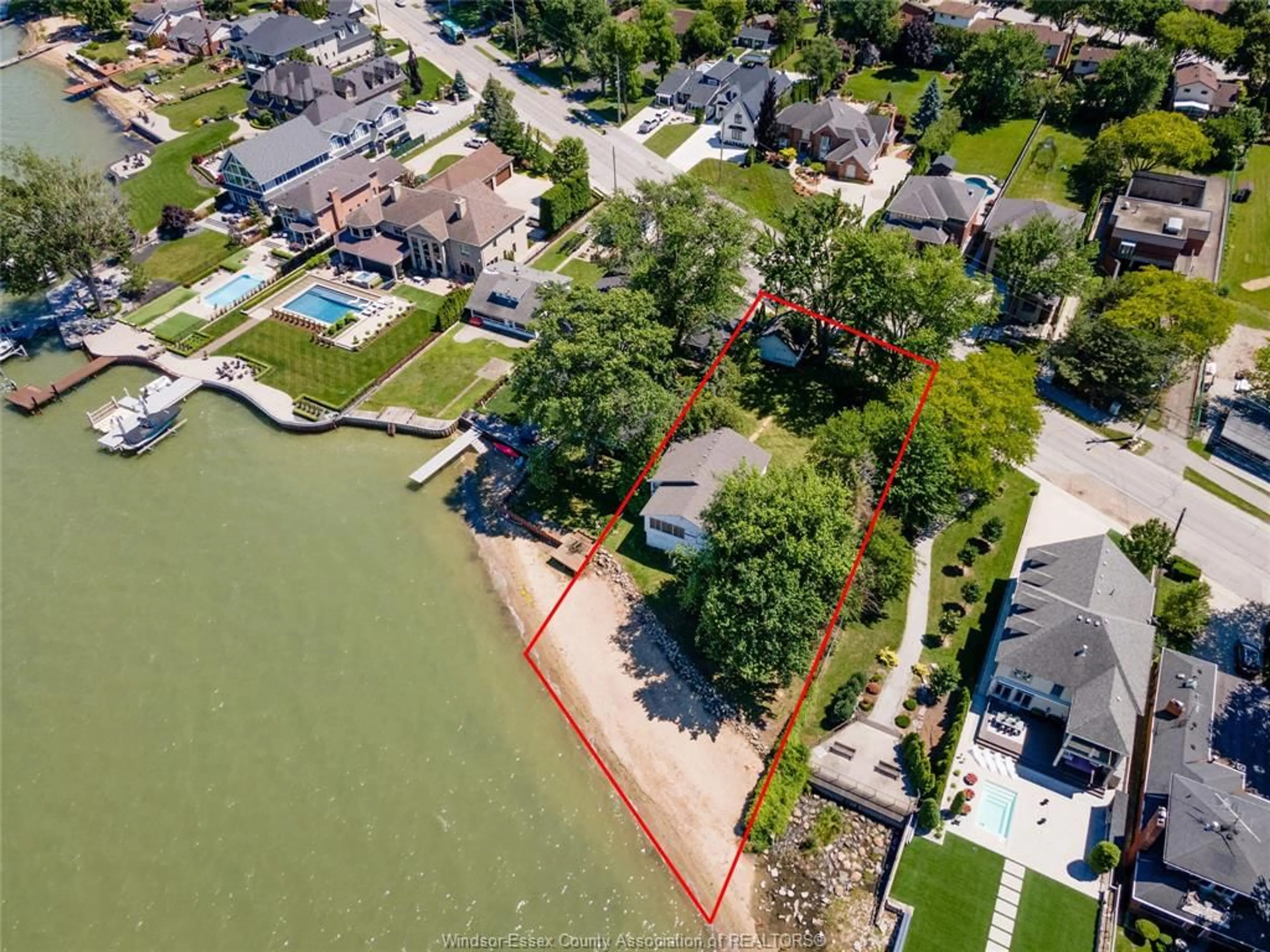 A pic from outside/outdoor area/front of a property/back of a property/a pic from drone, water/lake/river/ocean view for 13110 RIVERSIDE Dr, Tecumseh Ontario N8N 2M6