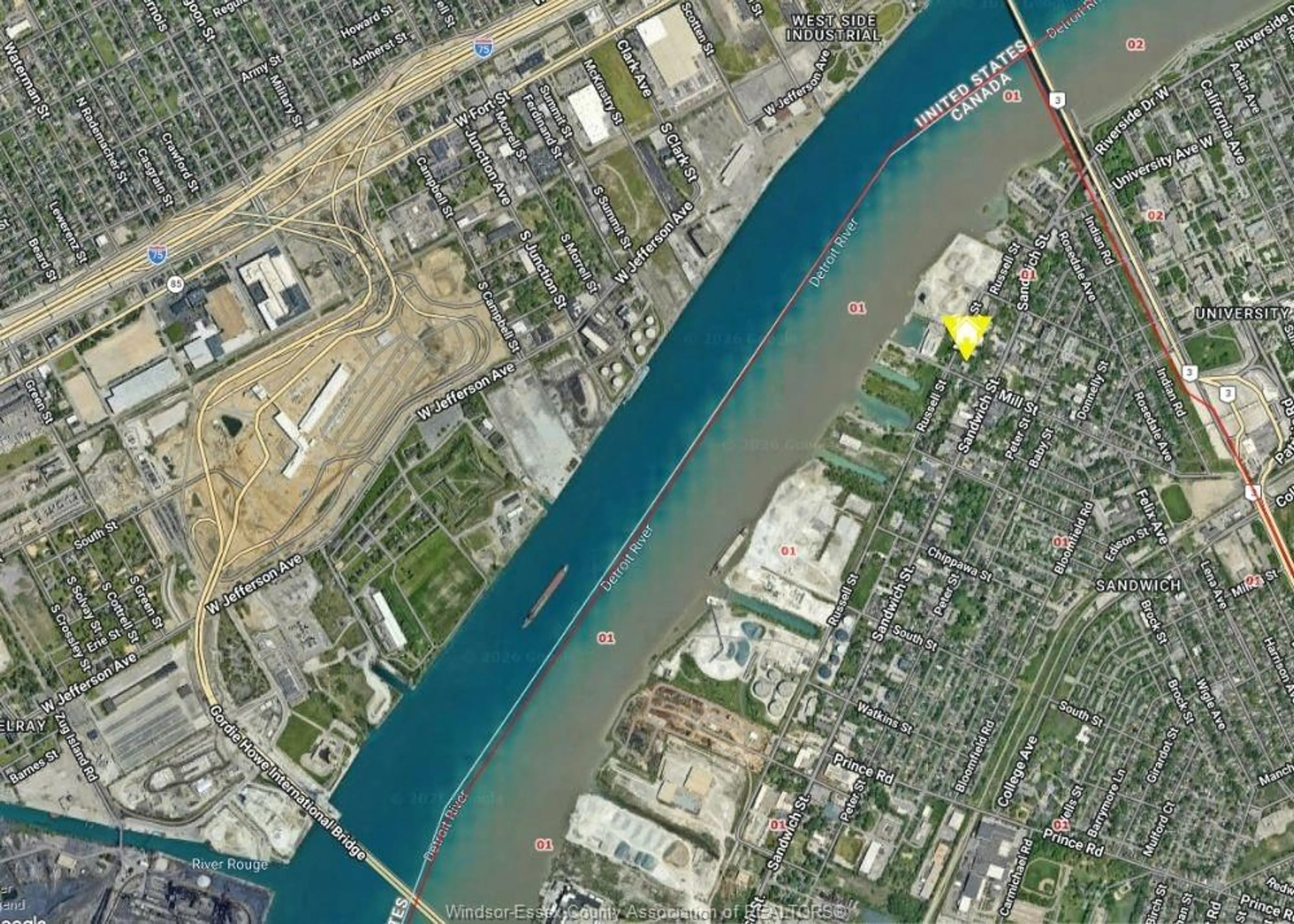Picture of a map for 3177 RUSSELL, Windsor Ontario N9C 1E3