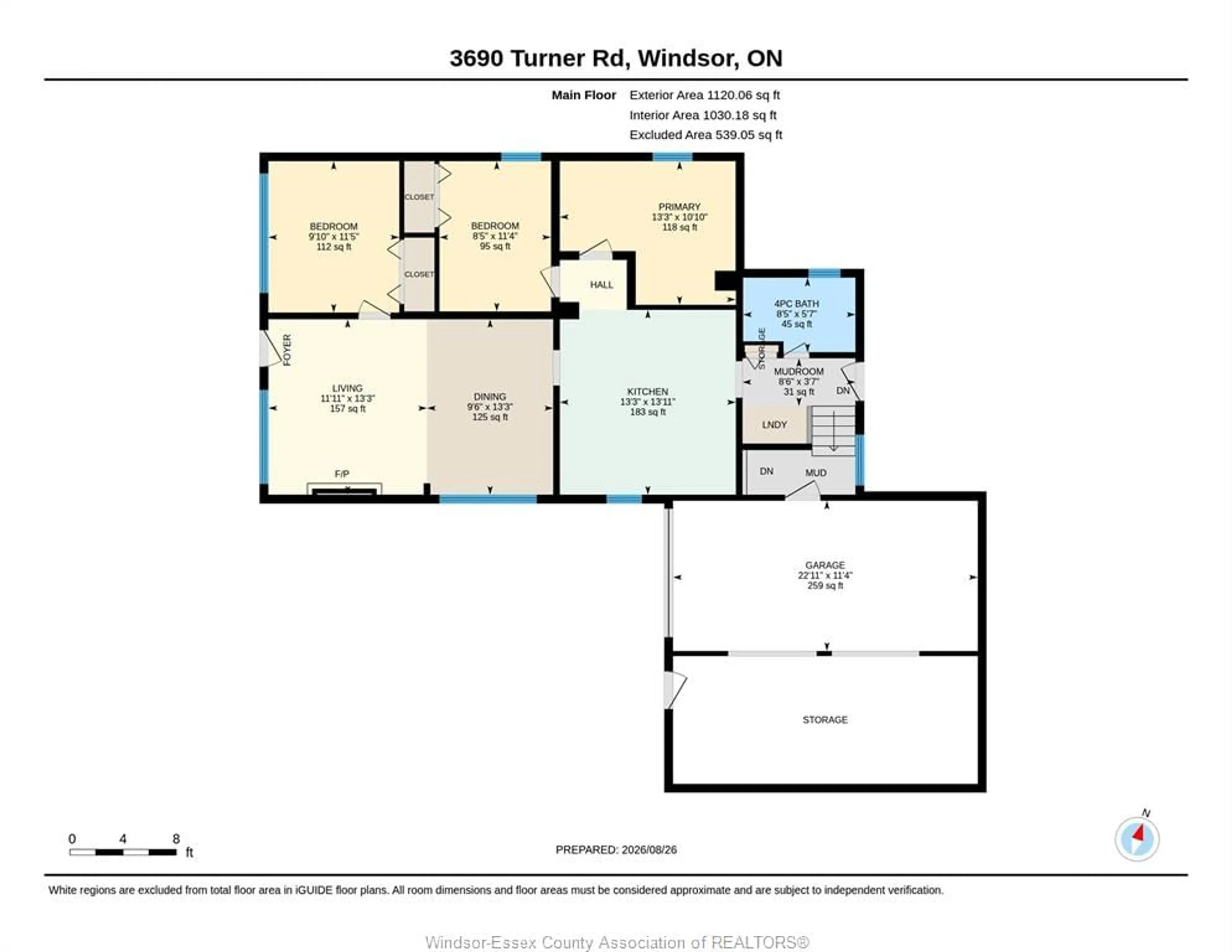 Floor plan for 3690 TURNER Rd, Windsor Ontario N8W 3N1