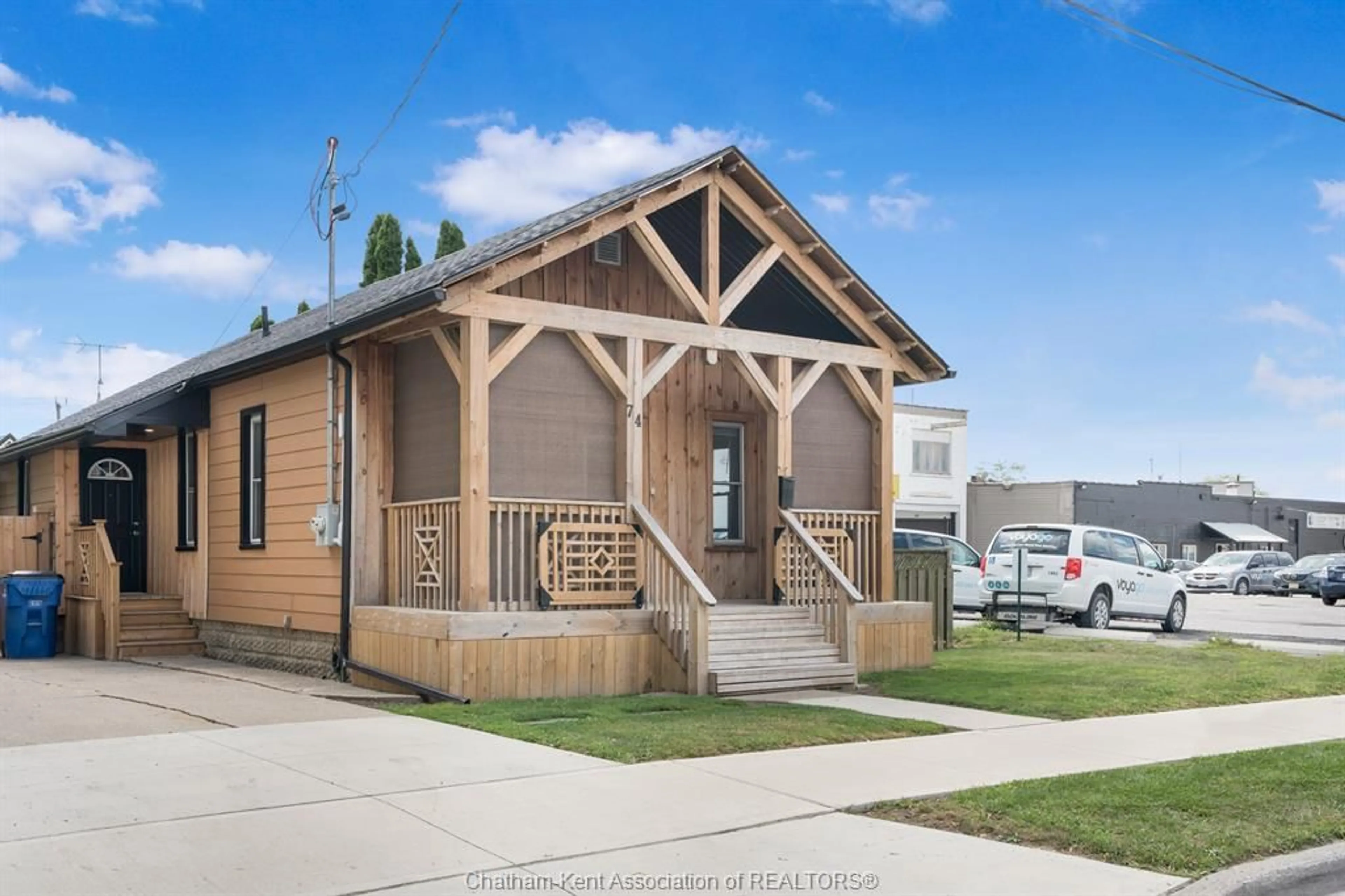 Home with vinyl exterior material, street for 74 Barthe St, Chatham Ontario N7L 1T6