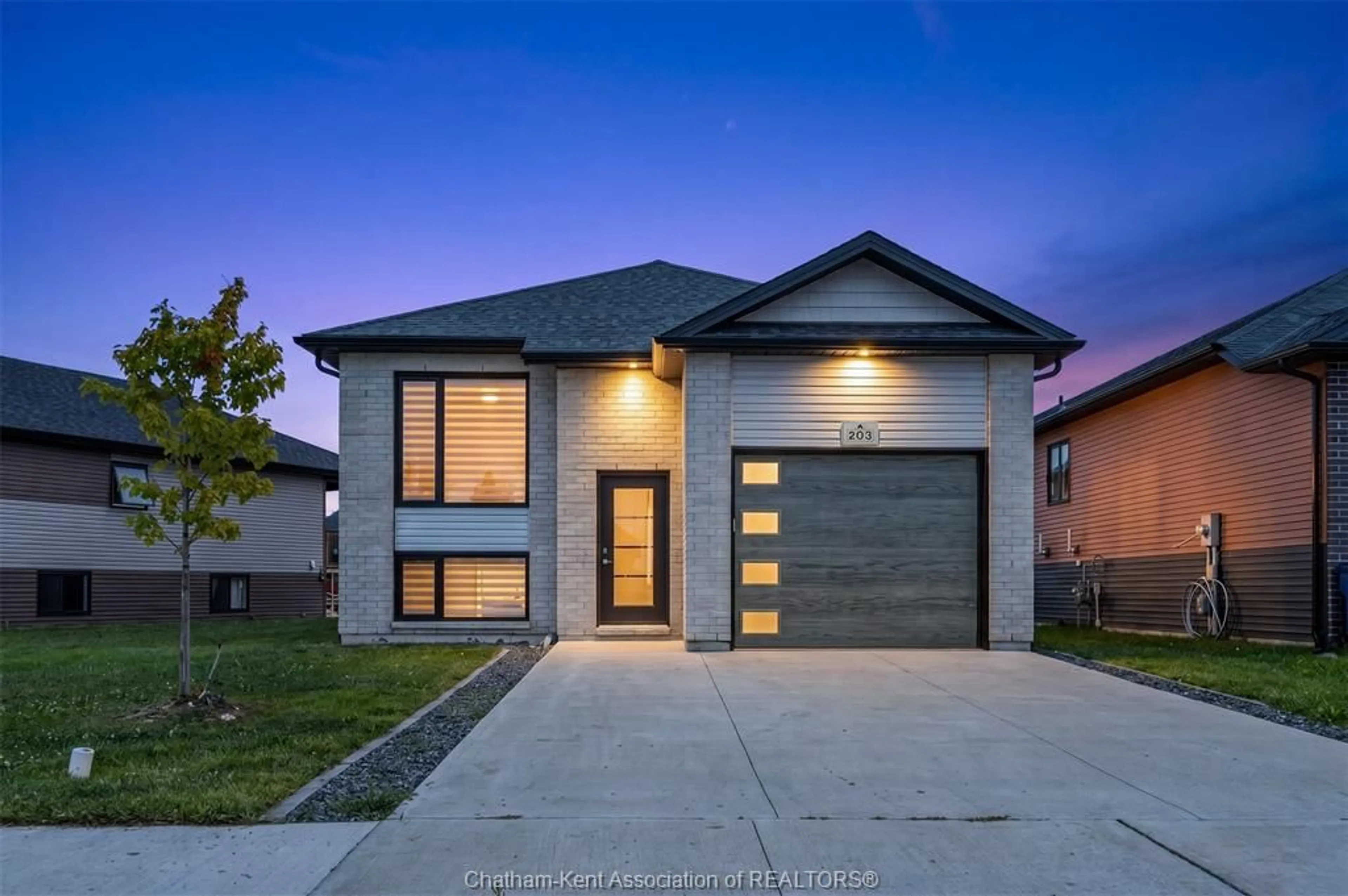 Home with brick exterior material, street for 203 MOONSTONE Cres, Chatham Ontario N7M 0S1