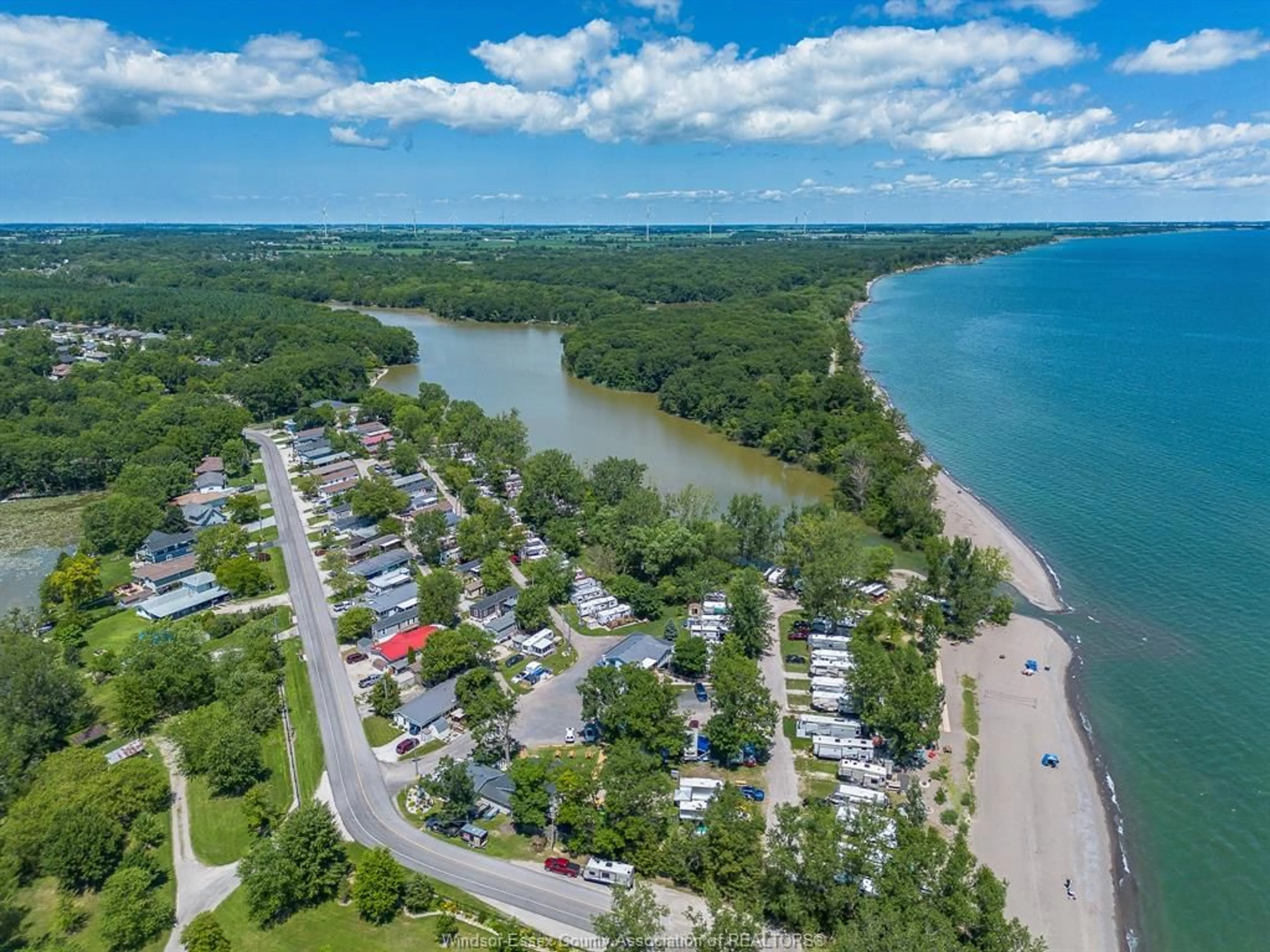 A pic from outside/outdoor area/front of a property/back of a property/a pic from drone, water/lake/river/ocean view for 20951 Pier Rd #8 Lake Rd, Wheatley Ontario N0P 2P0