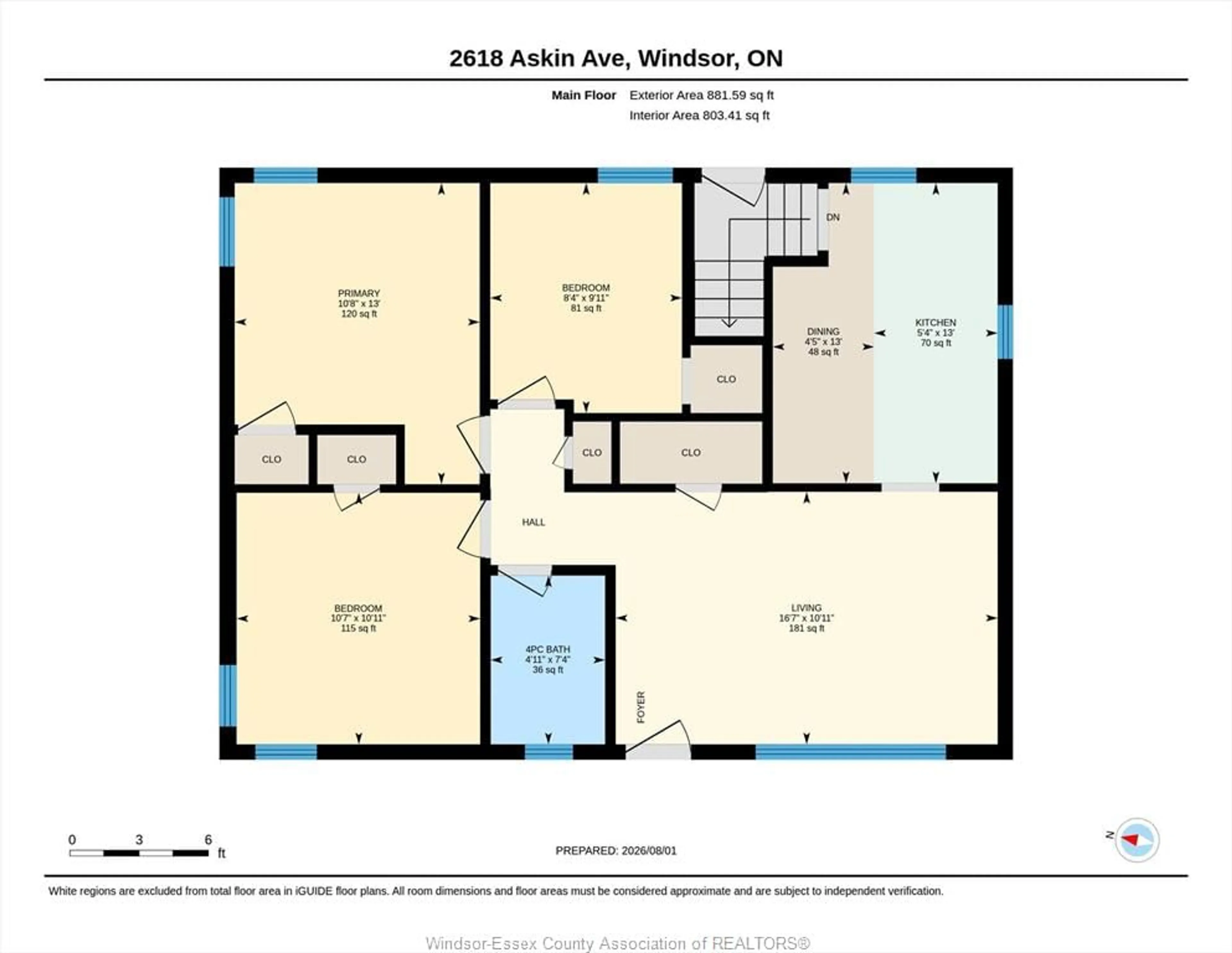 Floor plan for 2618 ASKIN Ave, Windsor Ontario N9E 3H7