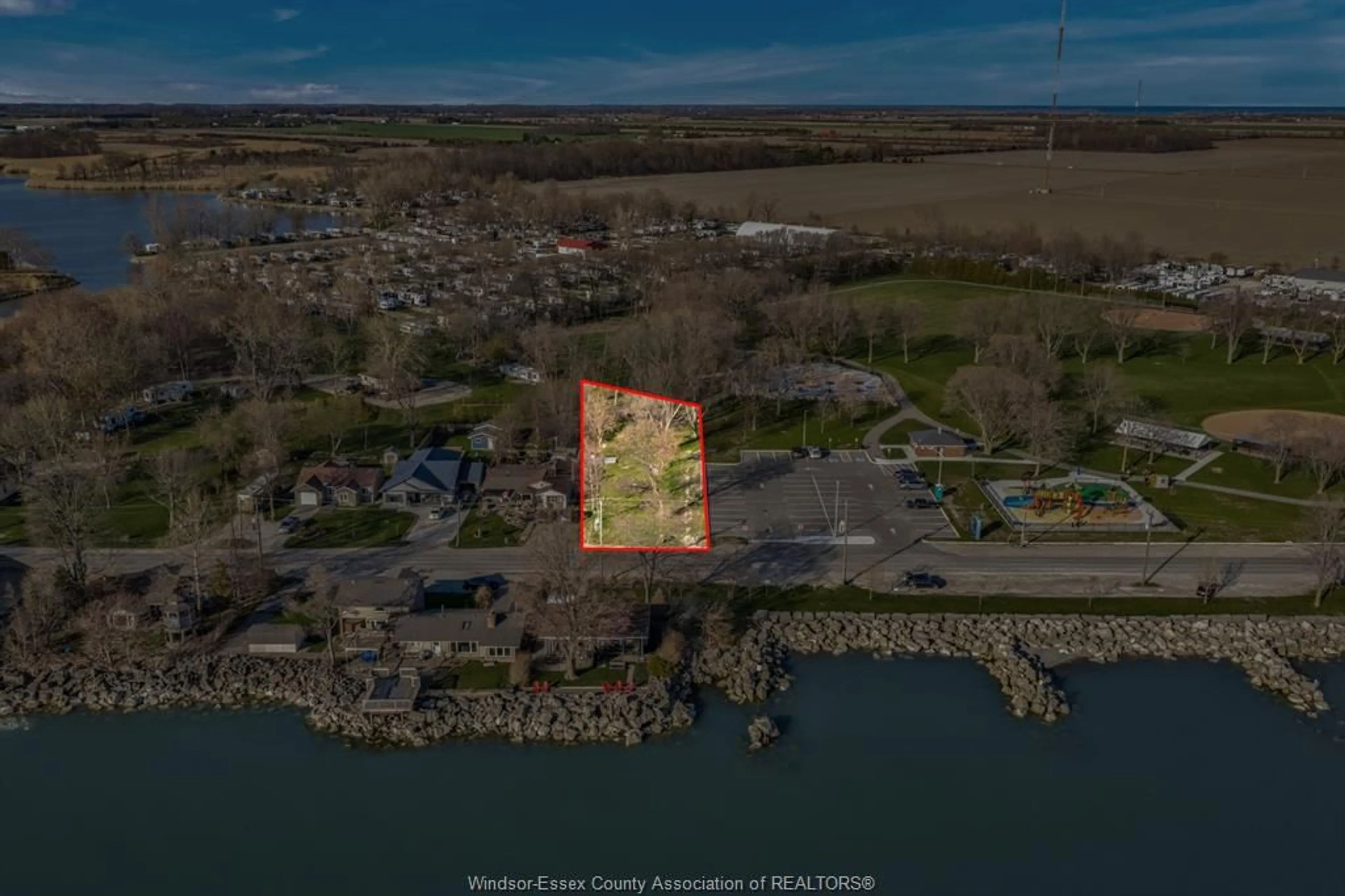A pic from outside/outdoor area/front of a property/back of a property/a pic from drone, water/lake/river/ocean view for V/L POINT PELEE Dr, Leamington Ontario N8H 3V4