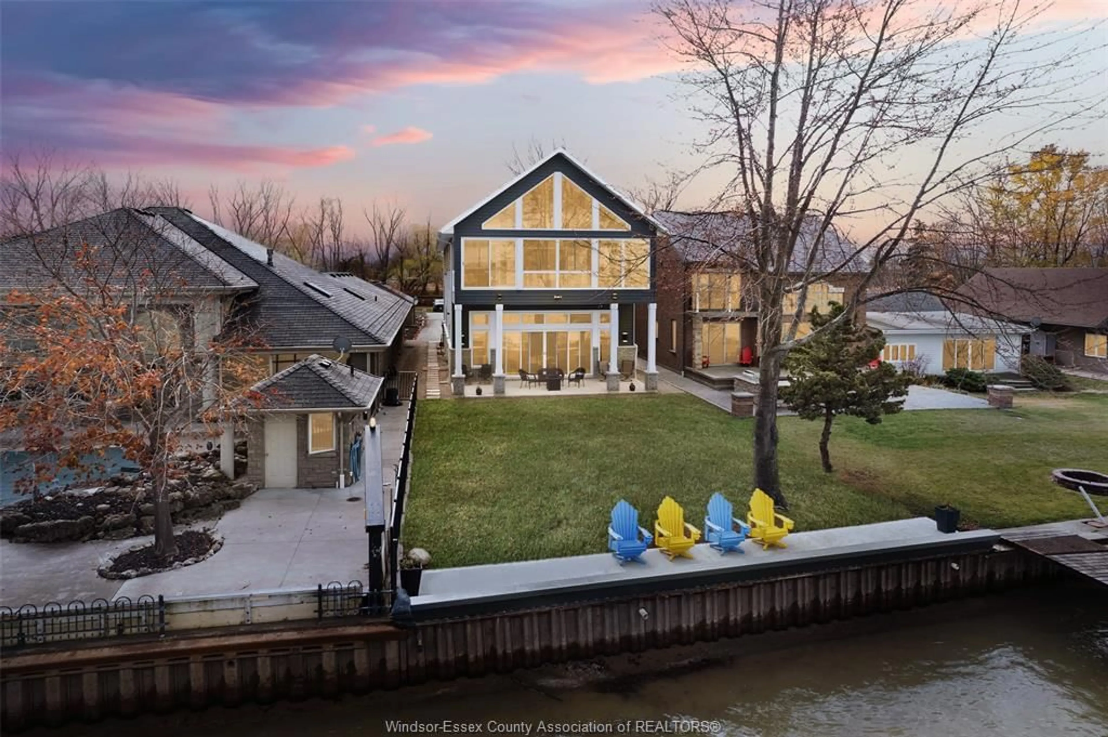 A pic from outside/outdoor area/front of a property/back of a property/a pic from drone, water/lake/river/ocean view for 1696 CAILLE Ave, Lakeshore Ontario N0R 1A0