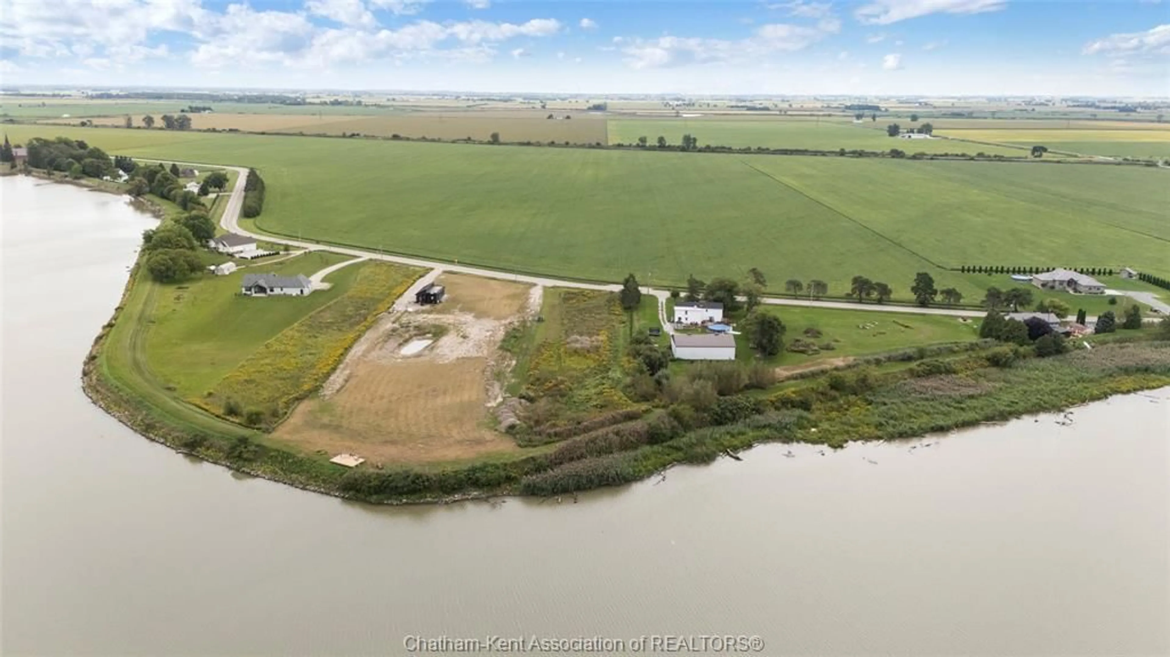 A pic from outside/outdoor area/front of a property/back of a property/a pic from drone, water/lake/river/ocean view for 5269 Tecumseh Line, Tilbury Ontario N0P 2L0