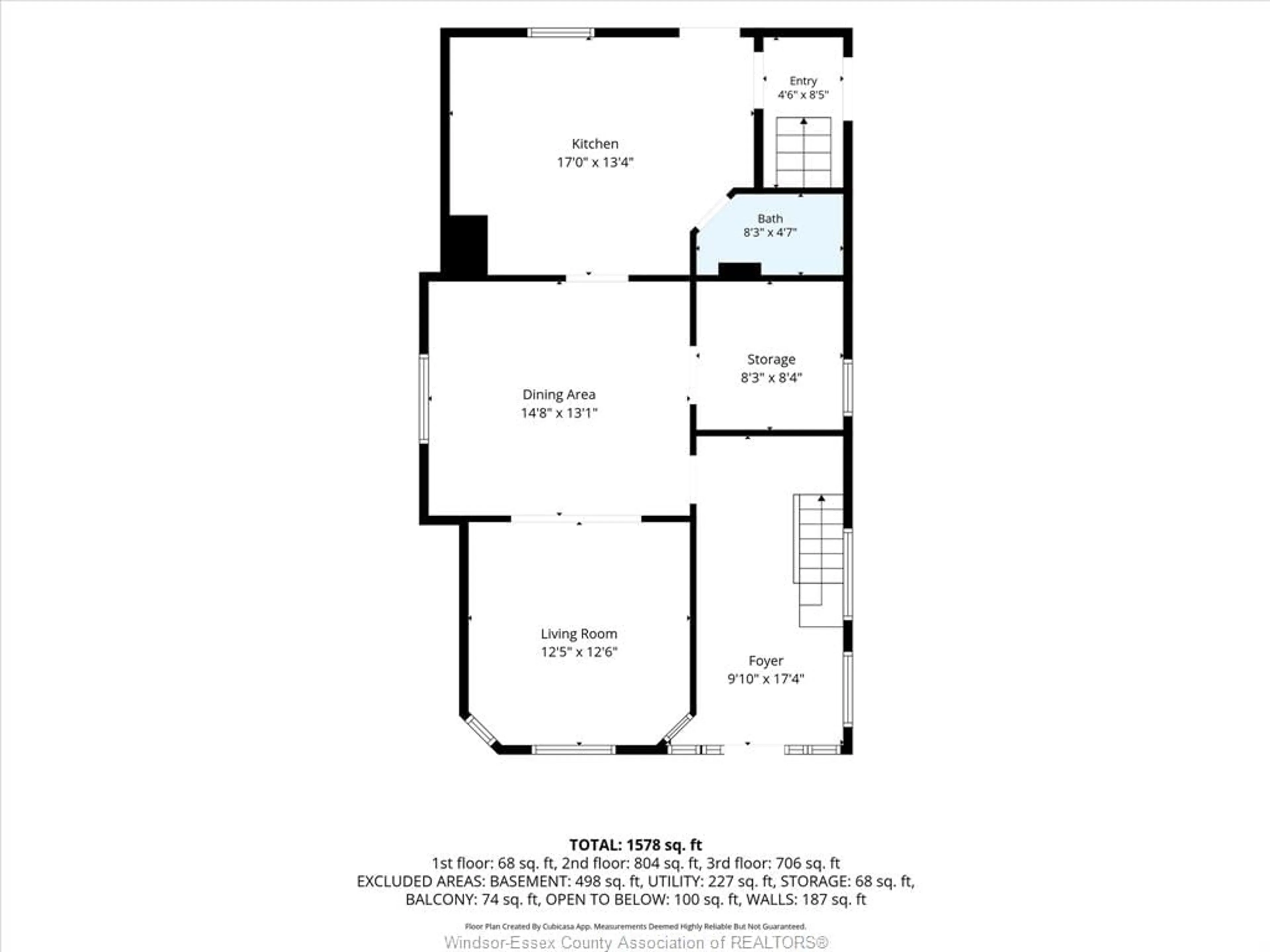 Floor plan for 1287 Goyeau, Windsor Ontario N8X 3K9