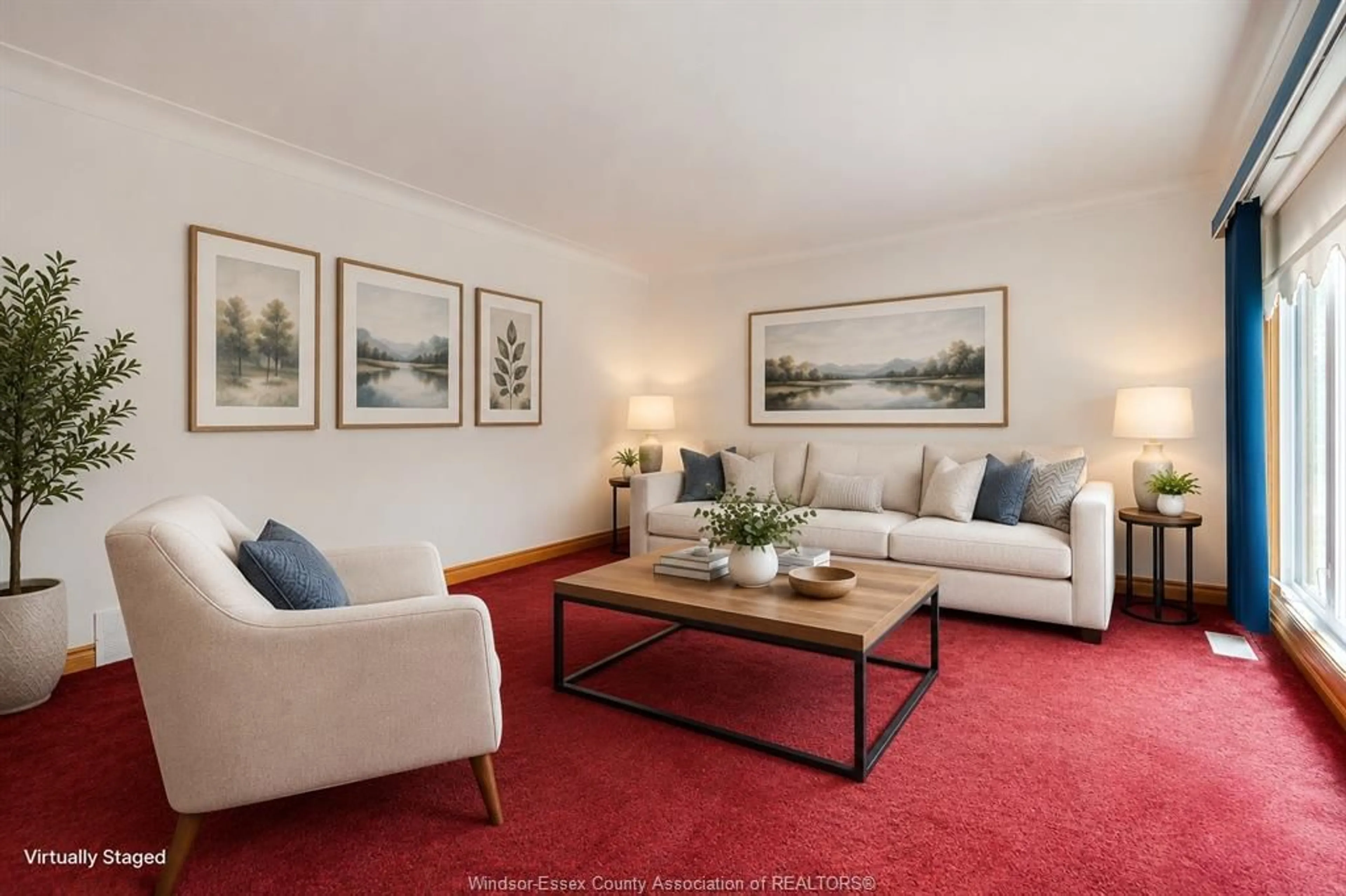 Living room with furniture, carpet floor for 1044 MARJORIE Dr, Windsor Ontario N8S 4A3