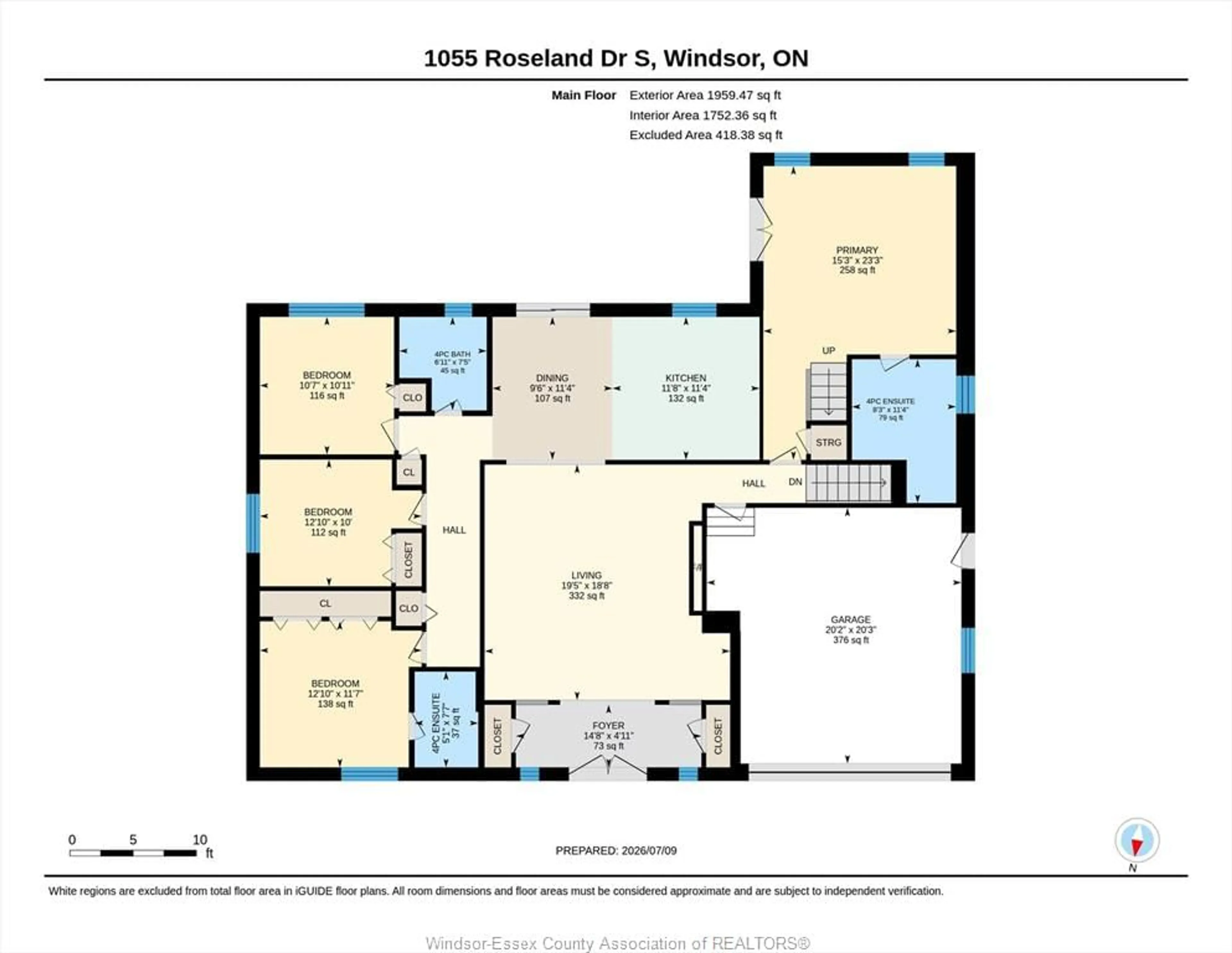 Floor plan for 1055 ROSELAND Dr, Windsor Ontario N9G 1T9