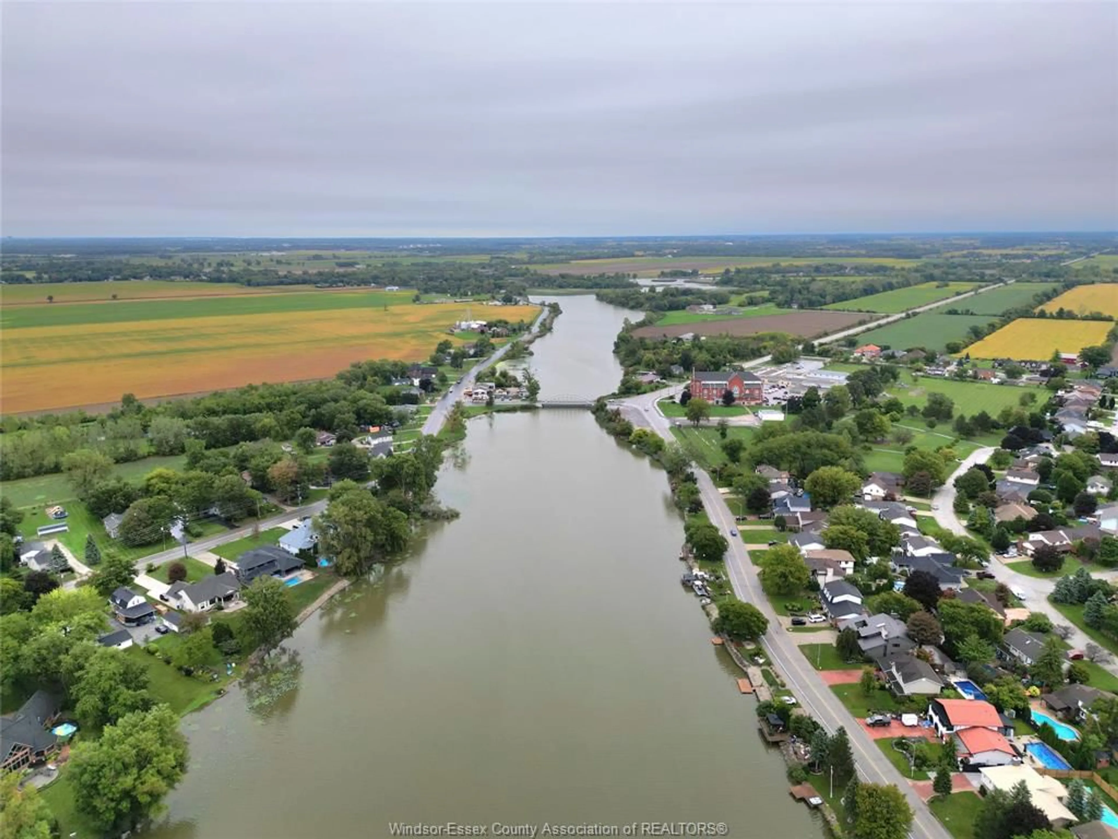 A pic from outside/outdoor area/front of a property/back of a property/a pic from drone, water/lake/river/ocean view for 219 Hyde Park, River Canard Ontario N9V 3R3