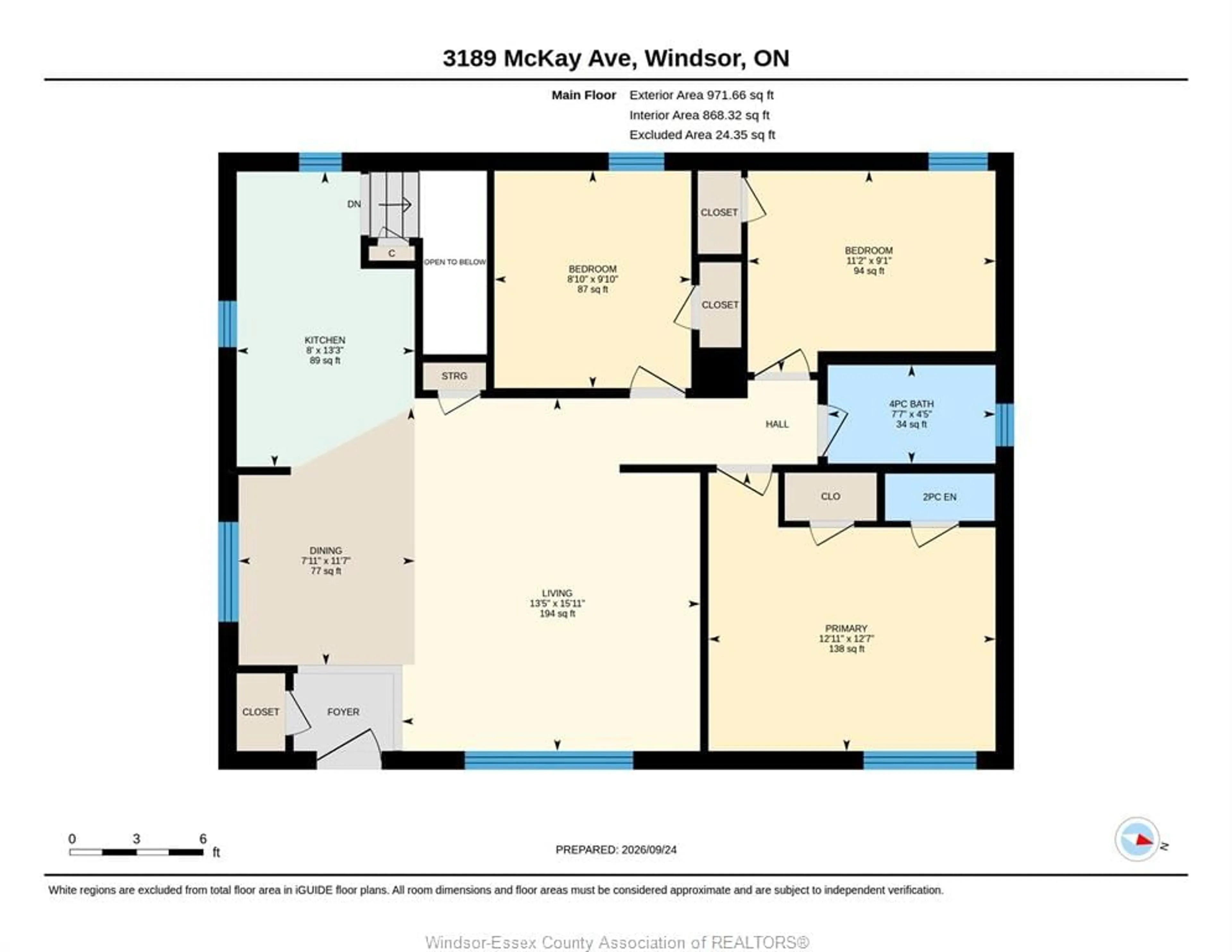 Floor plan for 3189 MCKAY, Windsor Ontario N93E 2R4