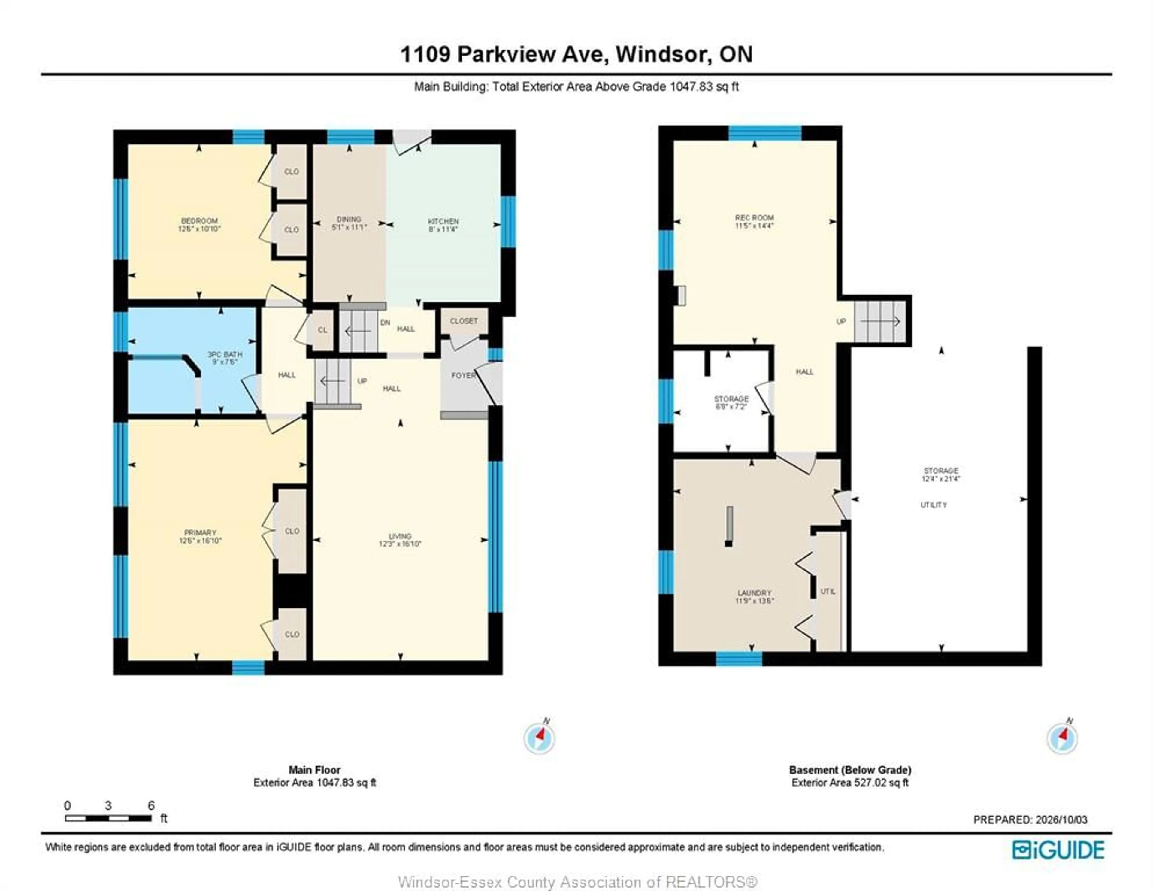 Floor plan for 1109 Parkview Ave, Windsor Ontario N8S 2X8