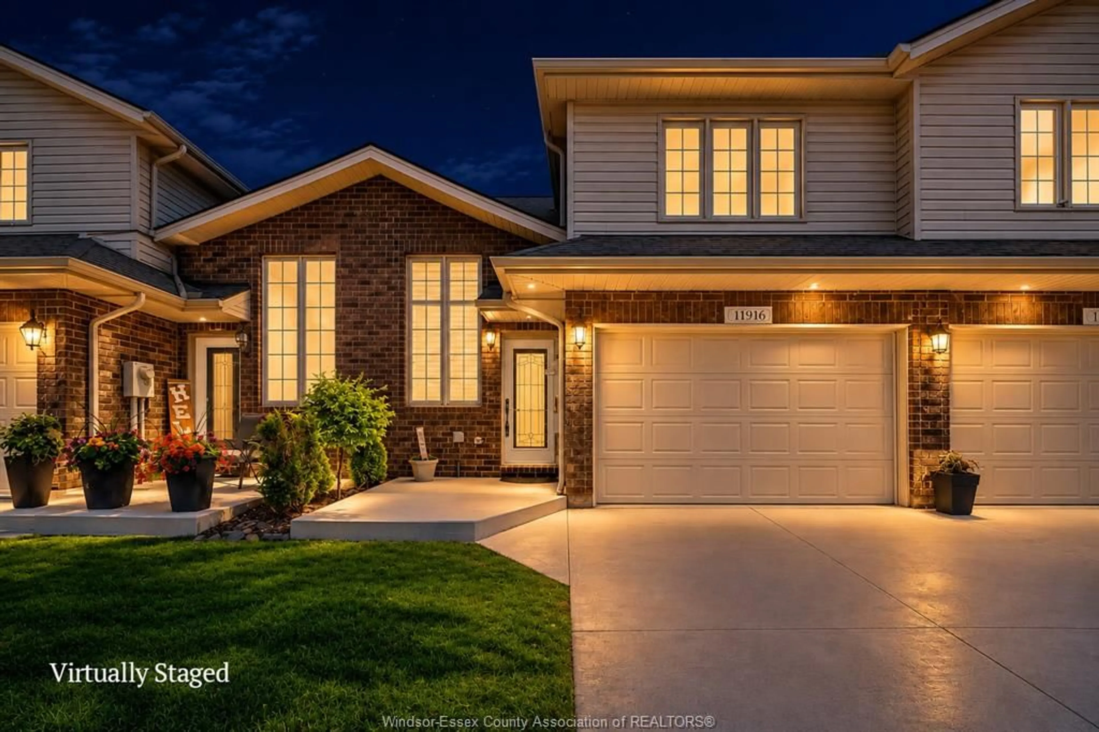 Home with vinyl exterior material, street for 11916 BOULDER Cres, Windsor Ontario N8P 1Z6