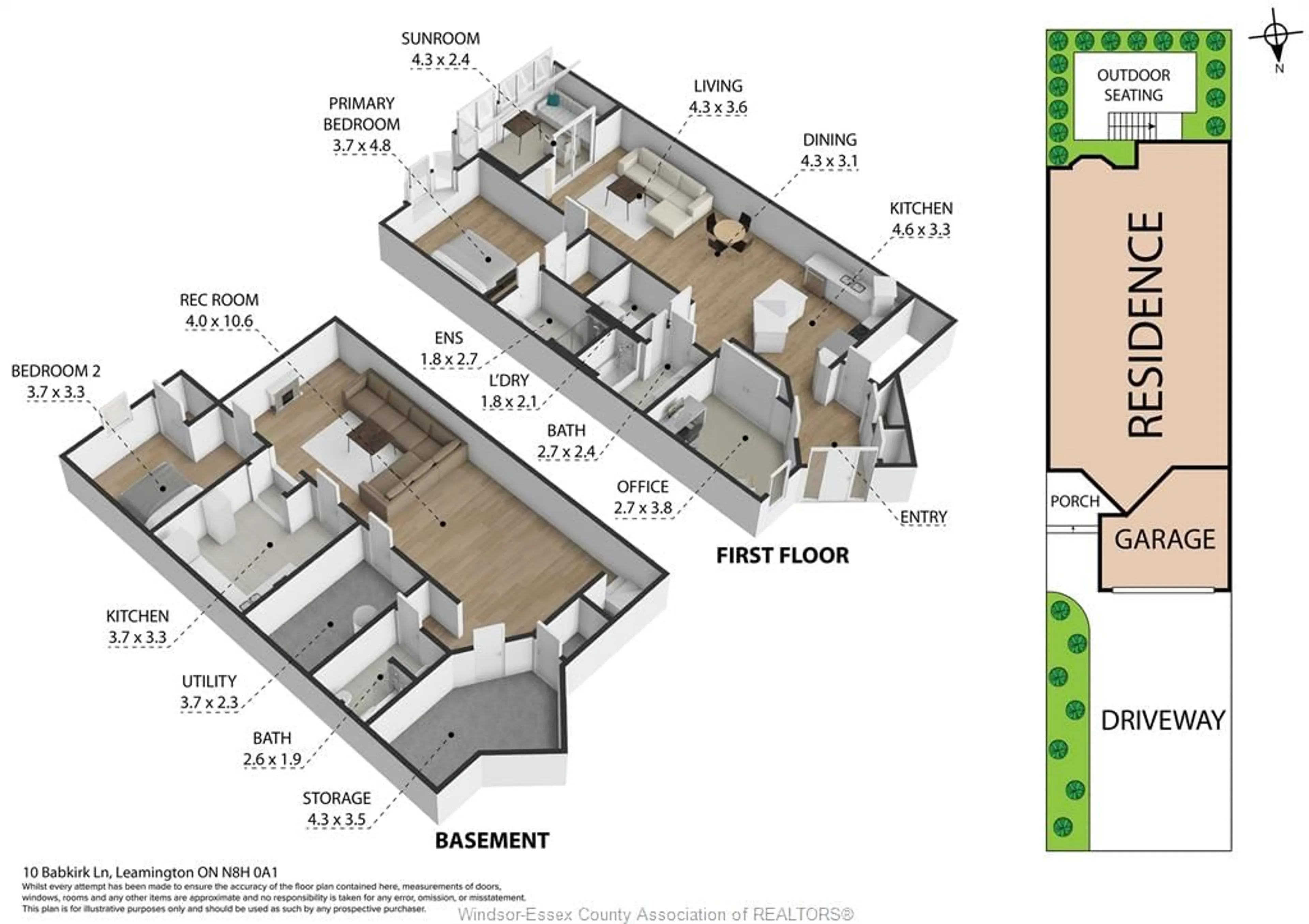 Floor plan for 10 Babkirk Lane, Leamington Ontario N8H 0A1
