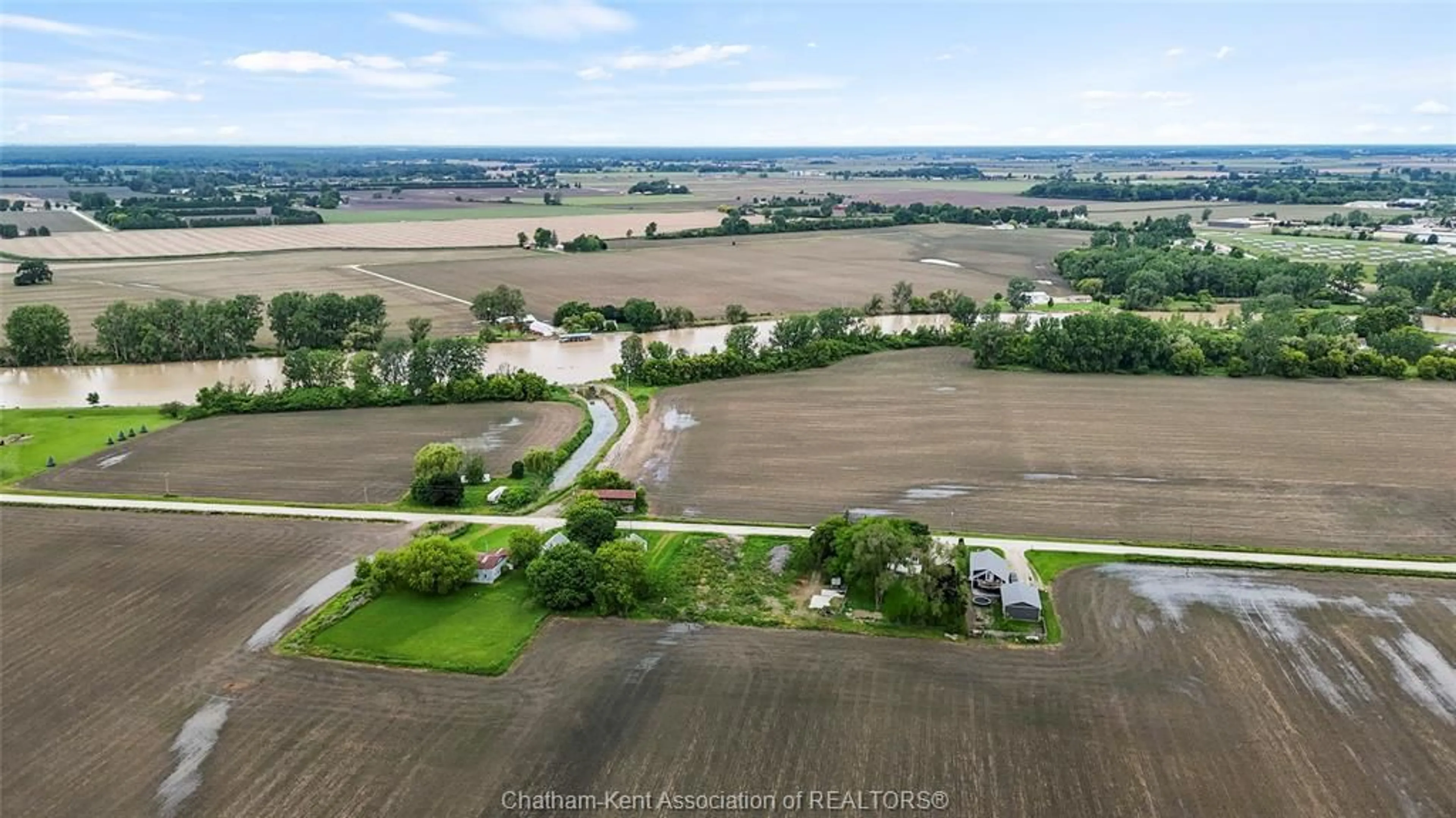 A pic from outside/outdoor area/front of a property/back of a property/a pic from drone, water/lake/river/ocean view for 8492 Wren Line, Dover Centre Ontario N8A 4L3