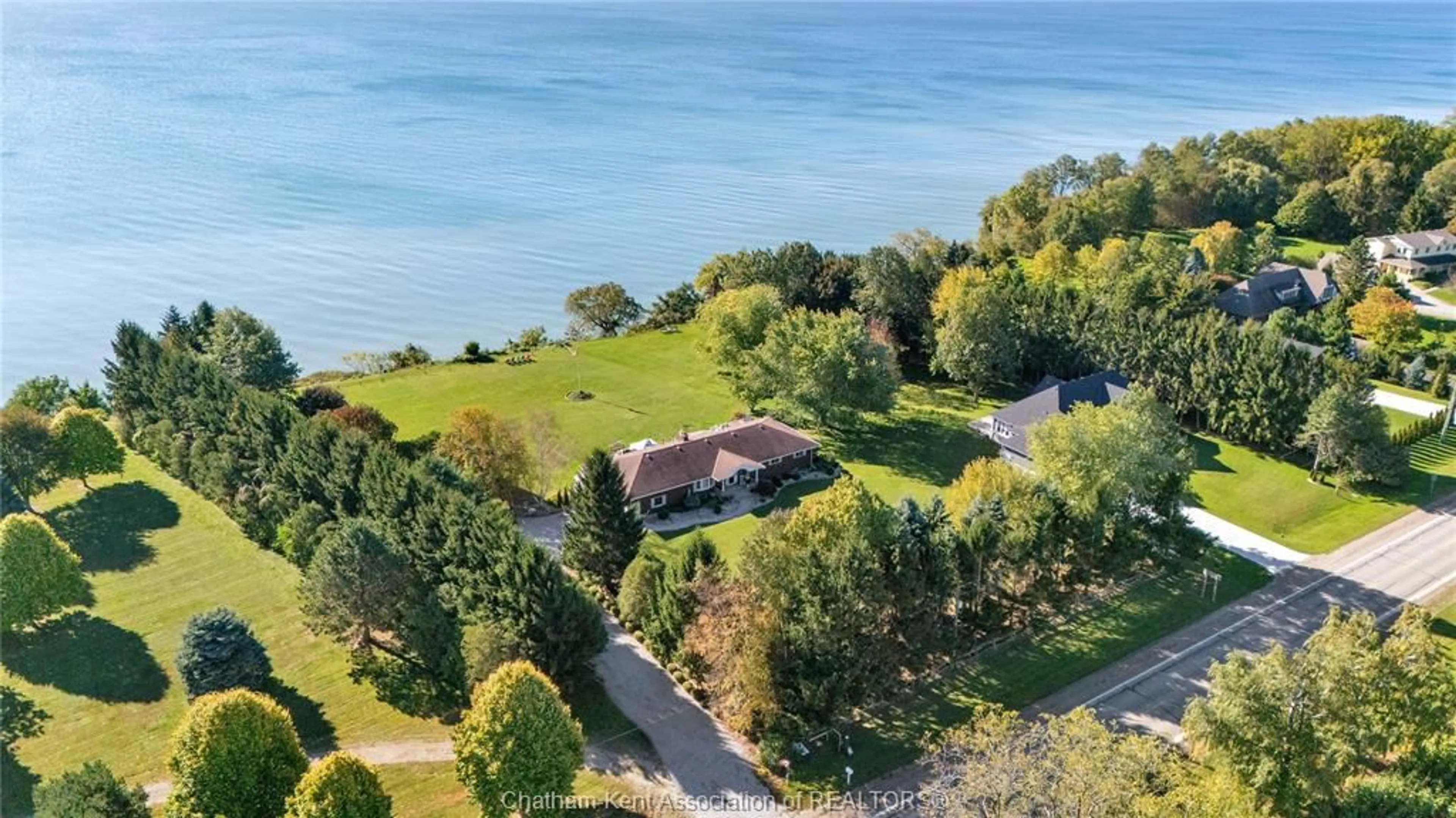 A pic from outside/outdoor area/front of a property/back of a property/a pic from drone, water/lake/river/ocean view for 7150 Talbot Trail, Dealtown Ontario N0P 1A0