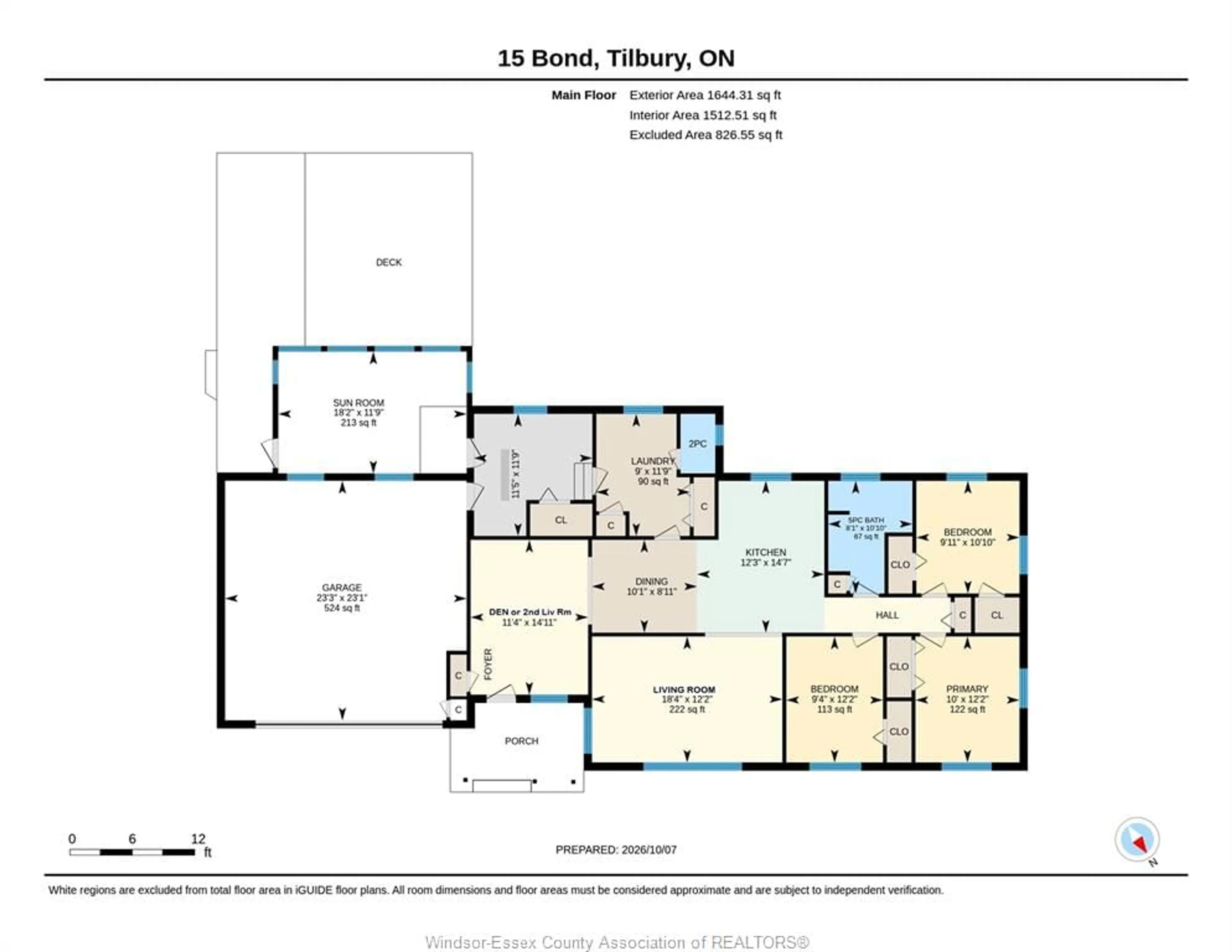 Floor plan for 15 BOND Ave, Tilbury Ontario N0P 2L0