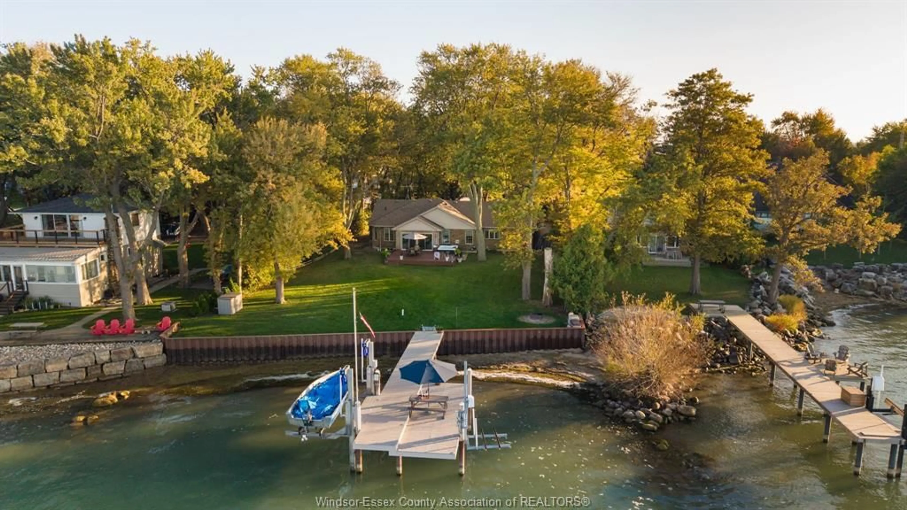 A pic from outside/outdoor area/front of a property/back of a property/a pic from drone, water/lake/river/ocean view for 3214 ST CLAIR Rd, Stoney Point Ontario N0R 1N0