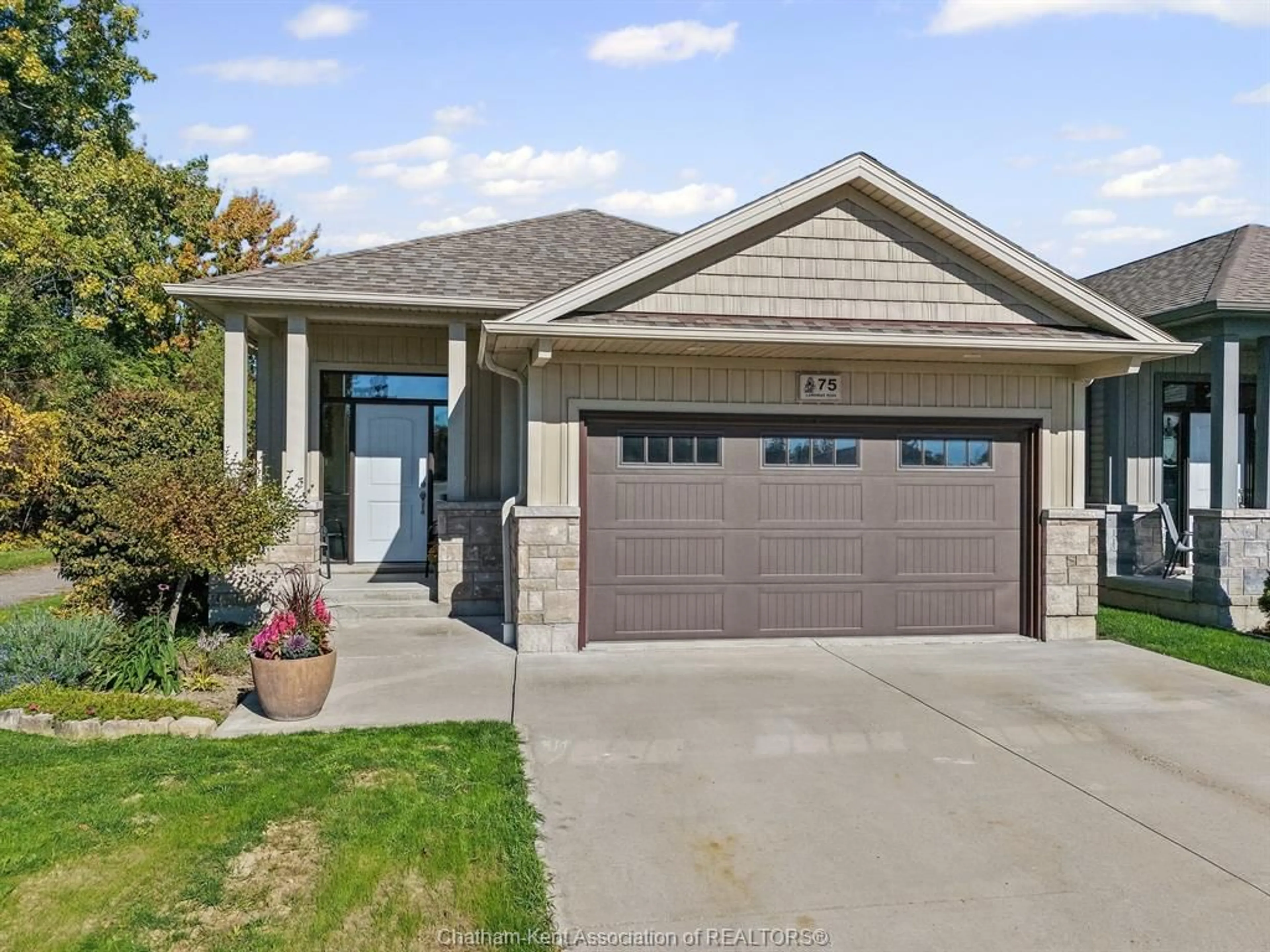 Home with brick exterior material, street for 75 Landings Pass, Chatham Ontario N7L 5P9