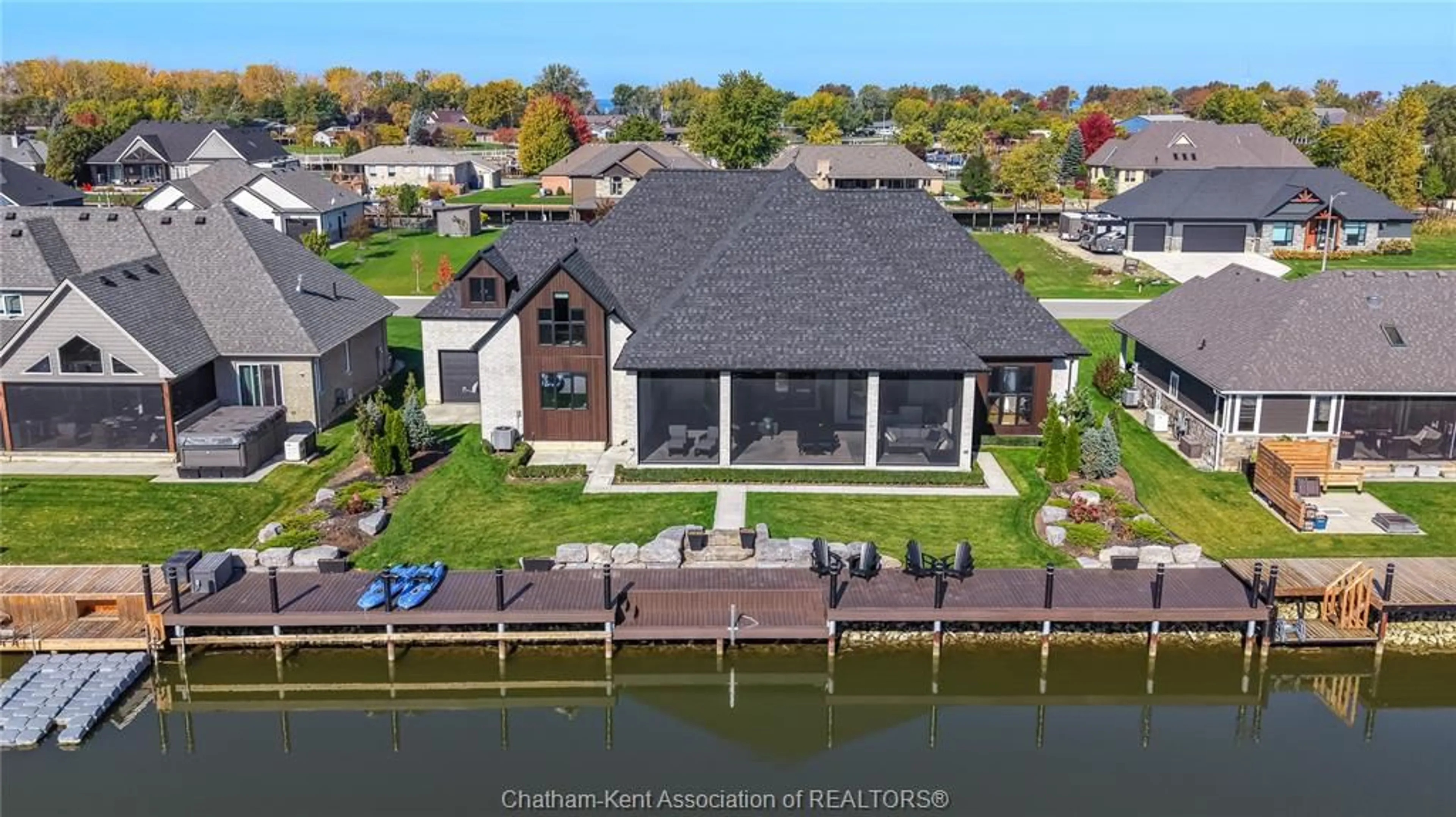 A pic from outside/outdoor area/front of a property/back of a property/a pic from drone, water/lake/river/ocean view for 19095 HAVEN Ave, Lighthouse Cove Ontario N0P 2L0
