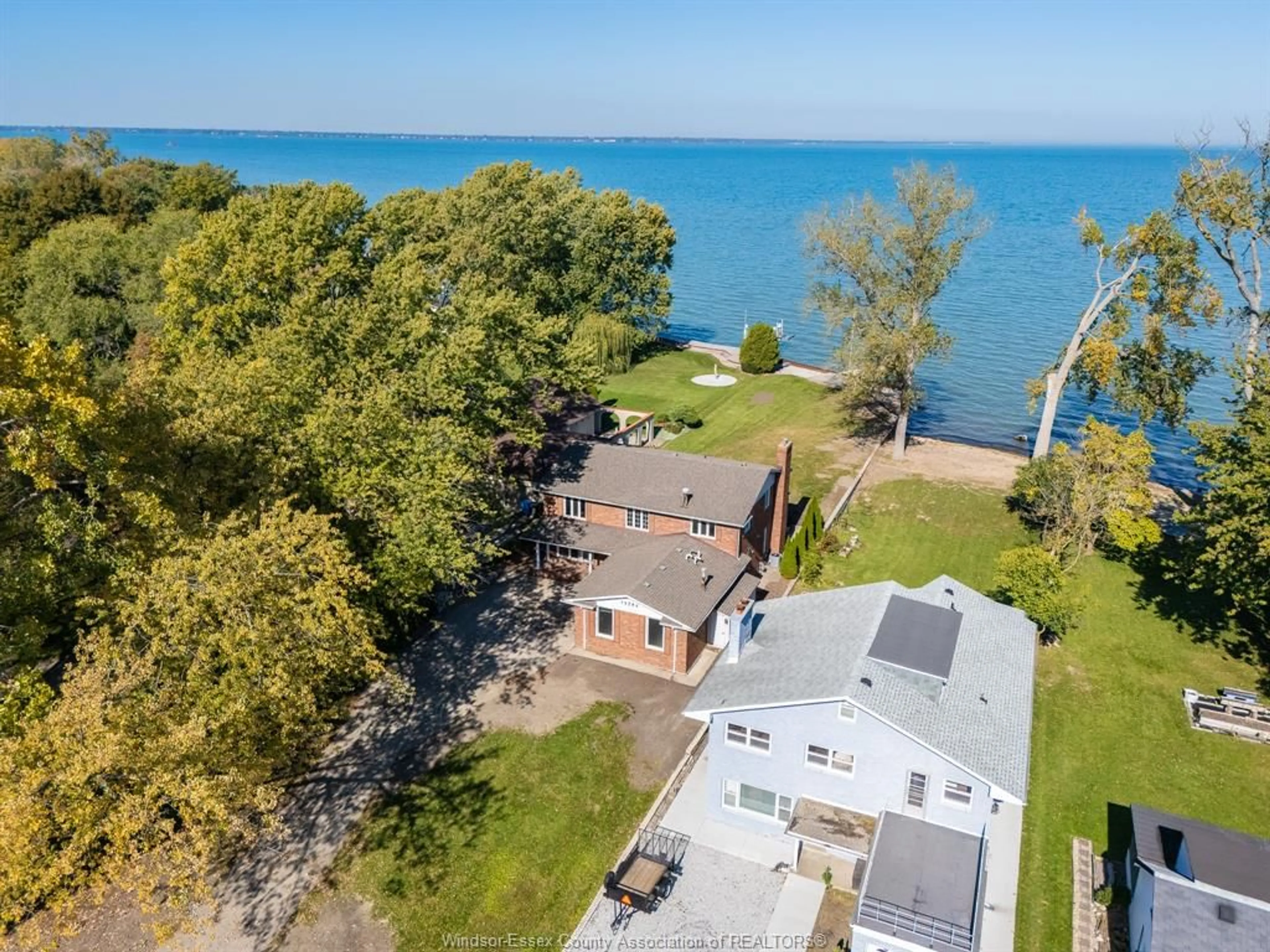A pic from outside/outdoor area/front of a property/back of a property/a pic from drone, water/lake/river/ocean view for 13594 RIVERSIDE Dr, Tecumseh Ontario N8N 2M8