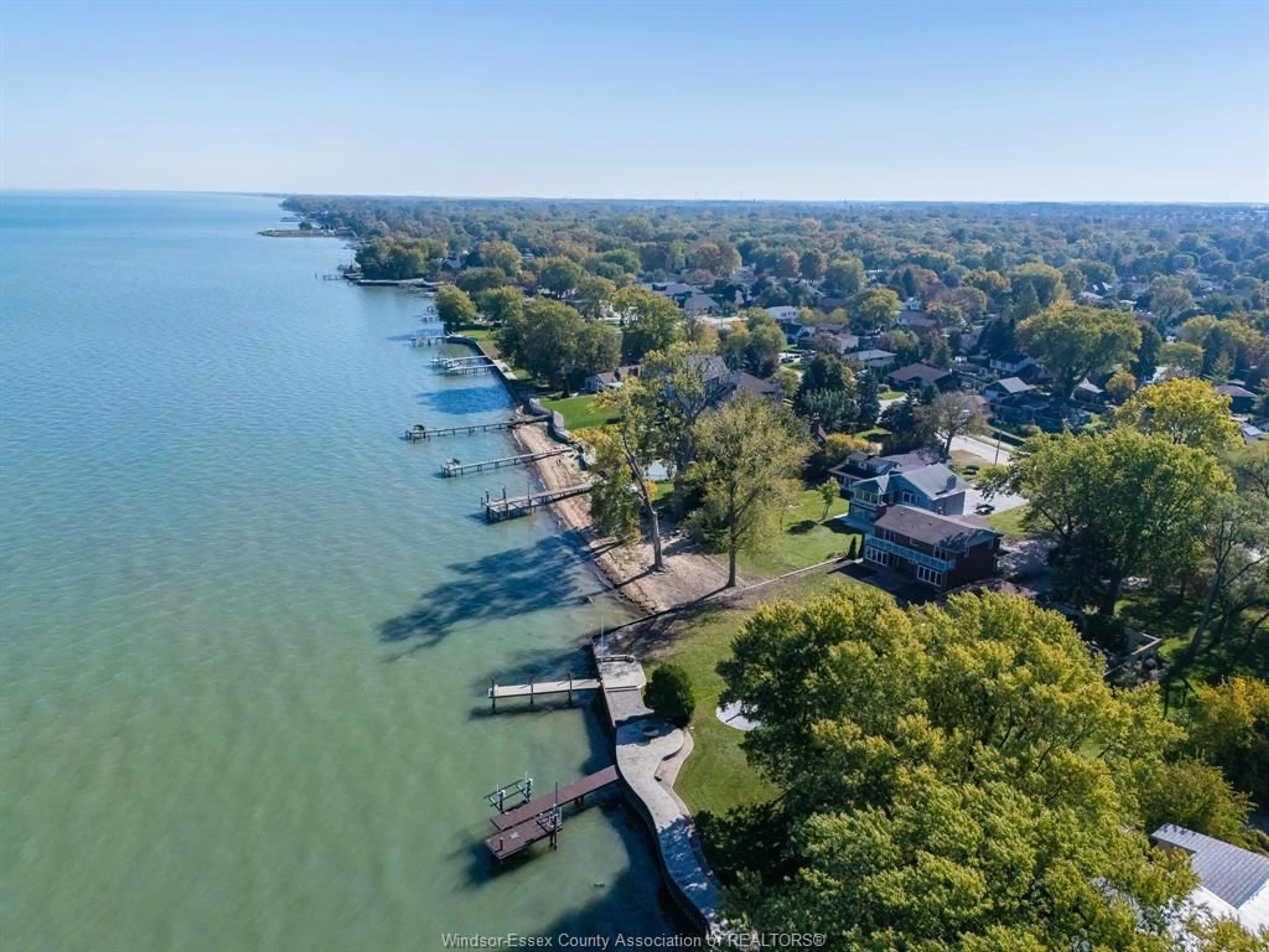A pic from outside/outdoor area/front of a property/back of a property/a pic from drone, water/lake/river/ocean view for 13594 RIVERSIDE Dr, Tecumseh Ontario N8N 2M8