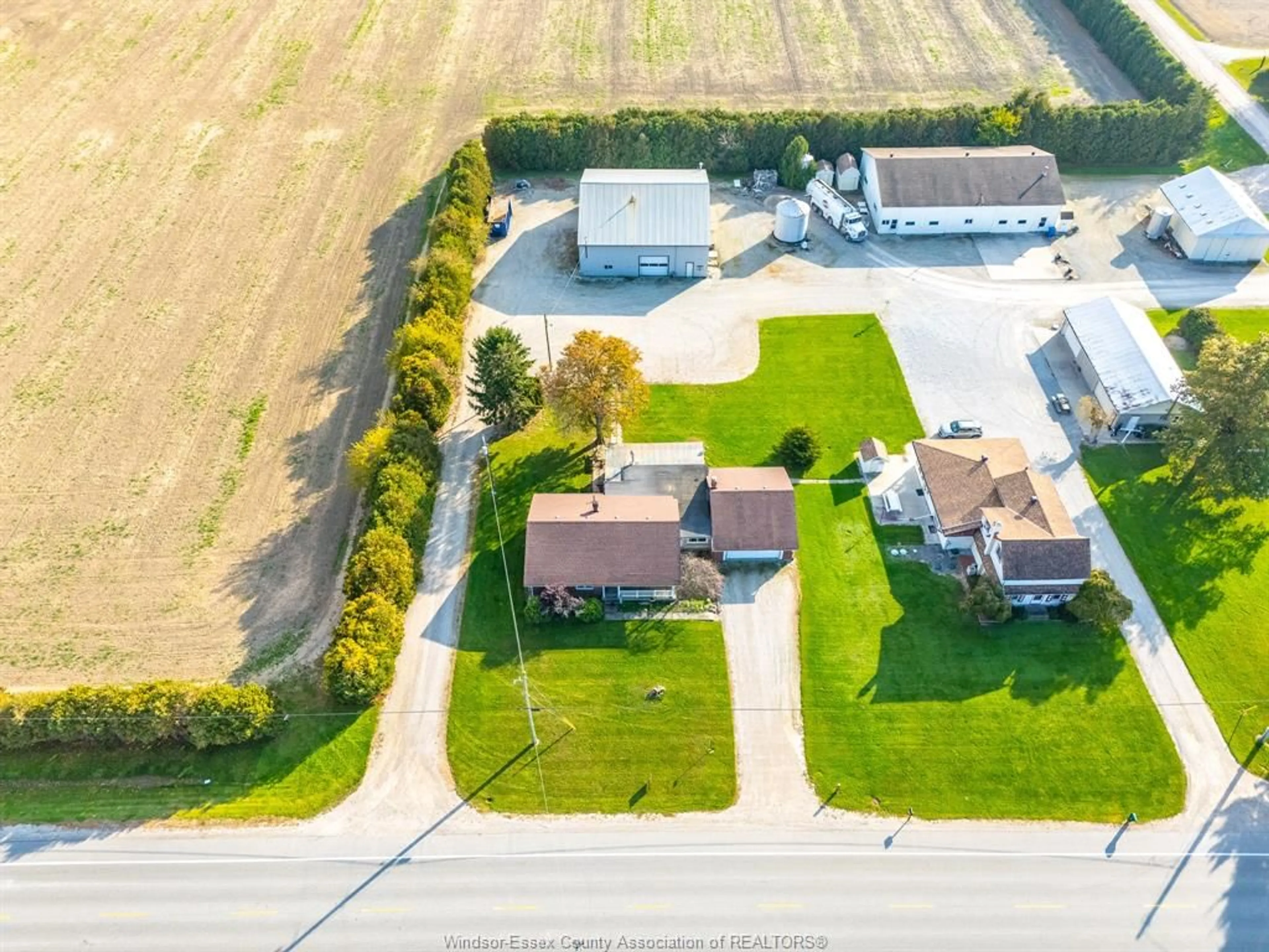 A pic from outside/outdoor area/front of a property/back of a property/a pic from drone, street for 9061 County Road 18, Amherstburg Ontario N9V 2Y7